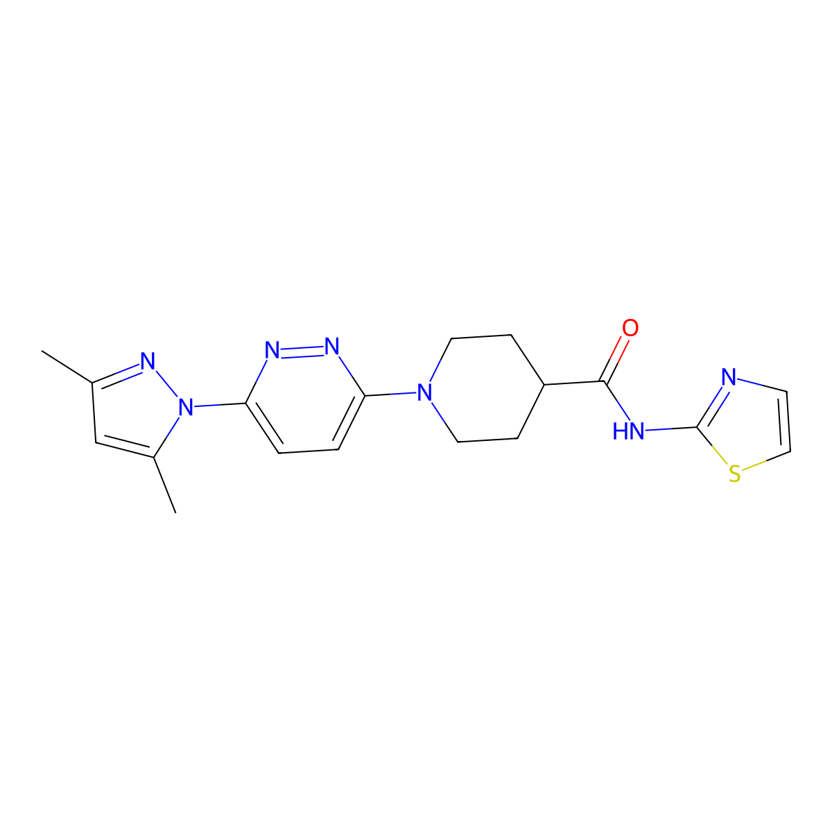 1-(6-(3,5-dimethyl-1H-pyrazol-1-yl)pyridazin-3-yl)-N-(thiazol-2-yl)piperidine-4-carboxamide molecular structure, CAS 1351616-53-9