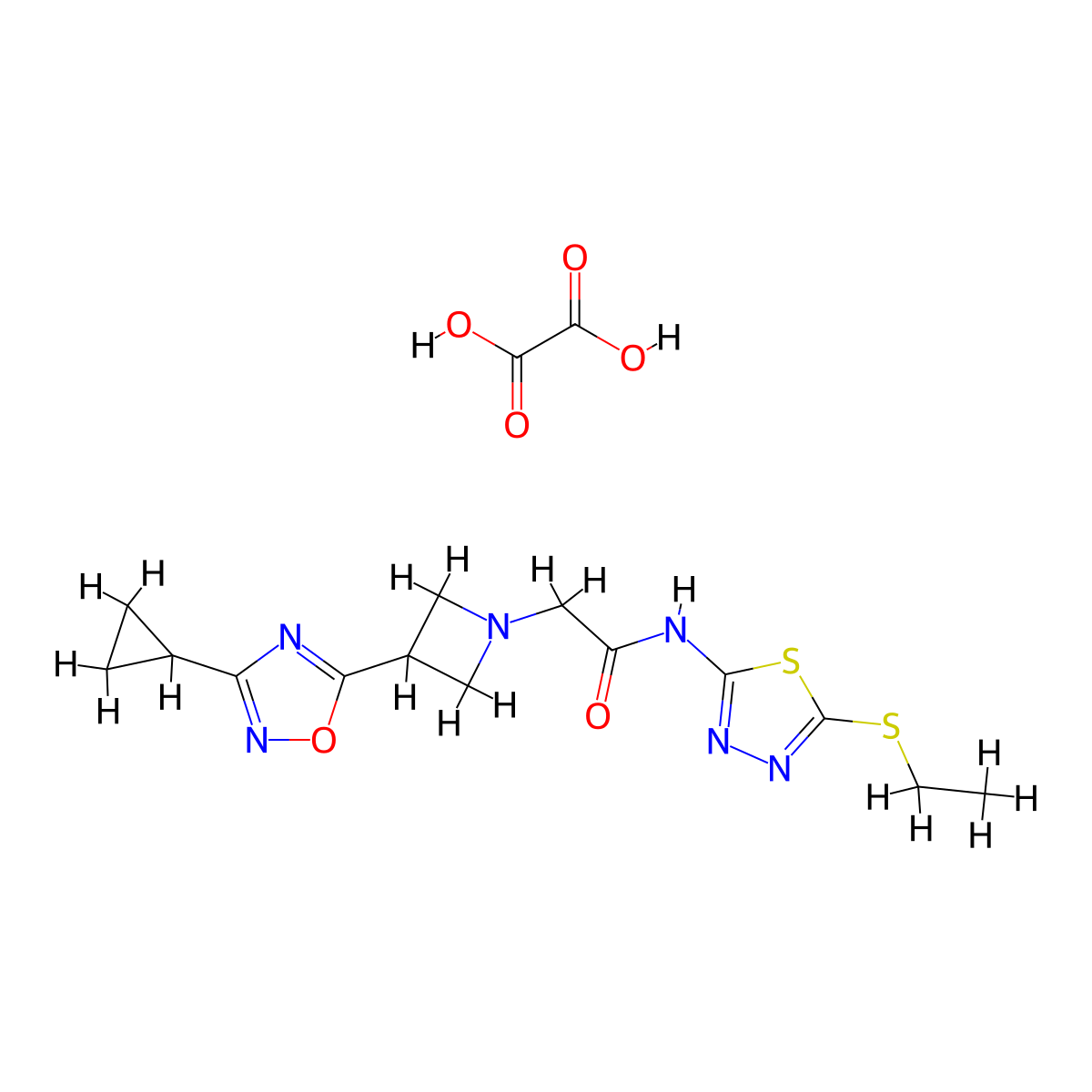 2-(3-(3-cyclopropyl-1,2,4-oxadiazol-5-yl)azetidin-1-yl)-N-(5-(ethylthio)-1,3,4-thiadiazol-2-yl)acetamide oxalate molecular structure, CAS 1351616-55-1