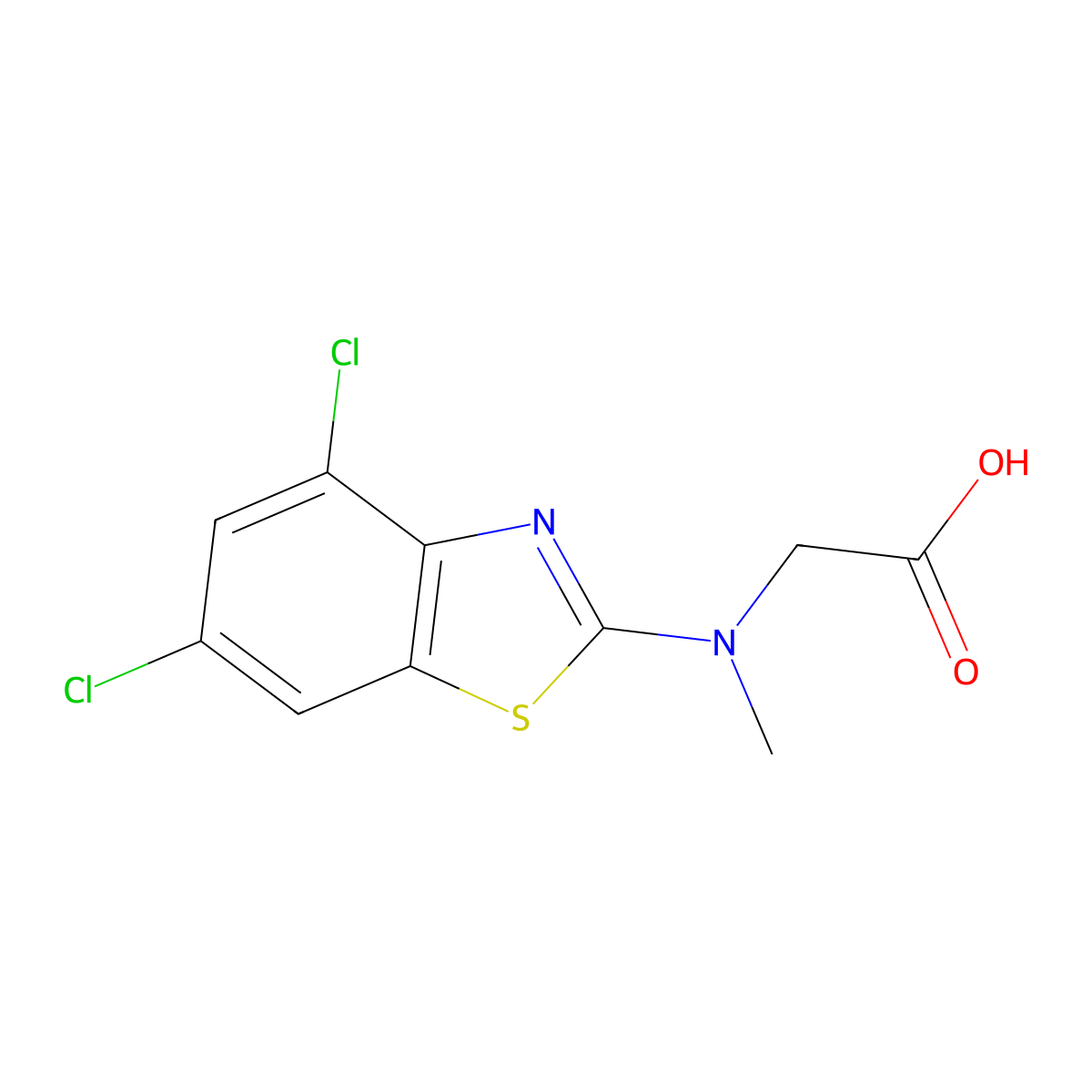 N-(4,6-dichloro-1,3-benzothiazol-2-yl)-N-methylglycine molecular structure, CAS 1351616-62-0
