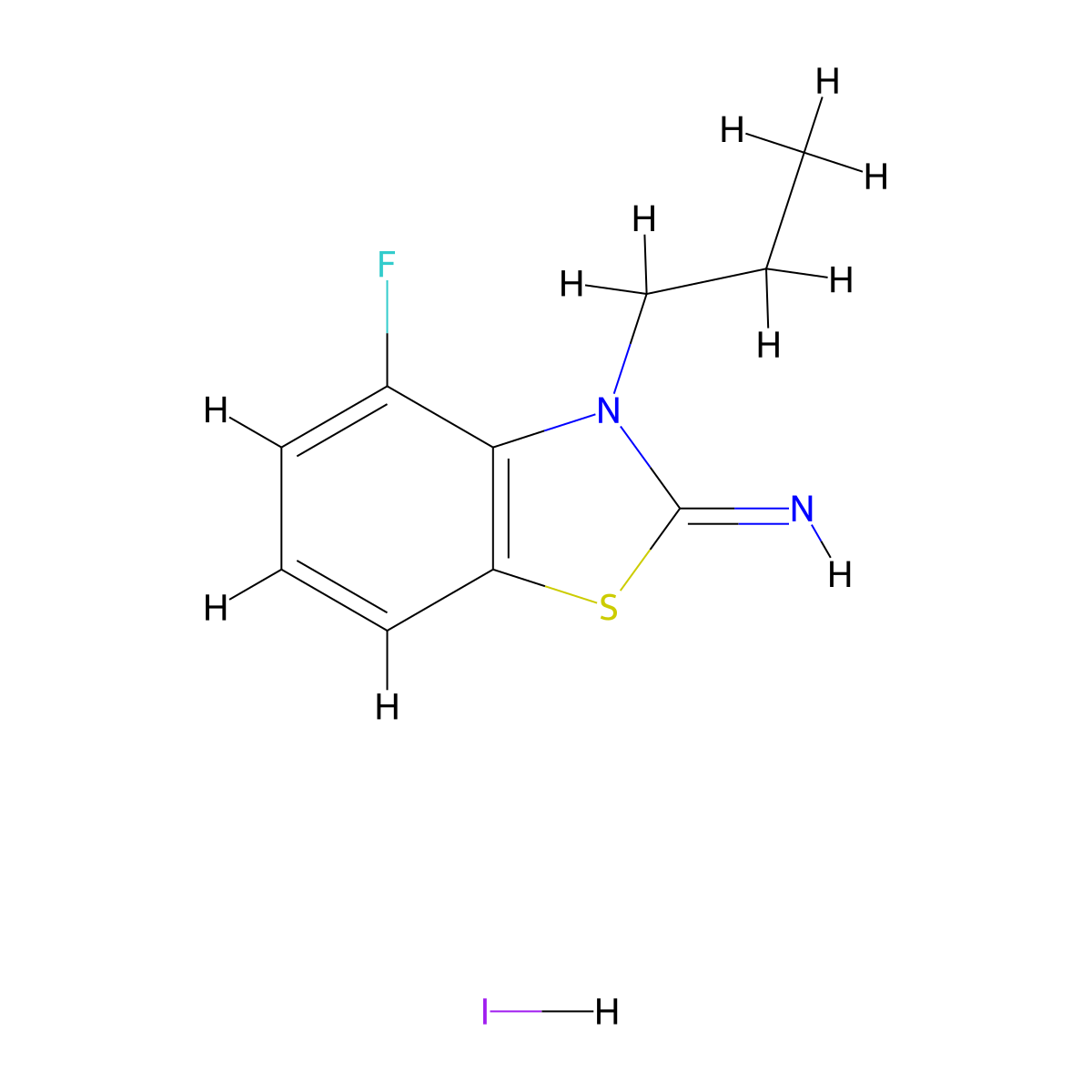 4-fluoro-3-propylbenzo[d]thiazol-2(3H)-imine hydroiodide molecular structure, CAS 1351616-71-1