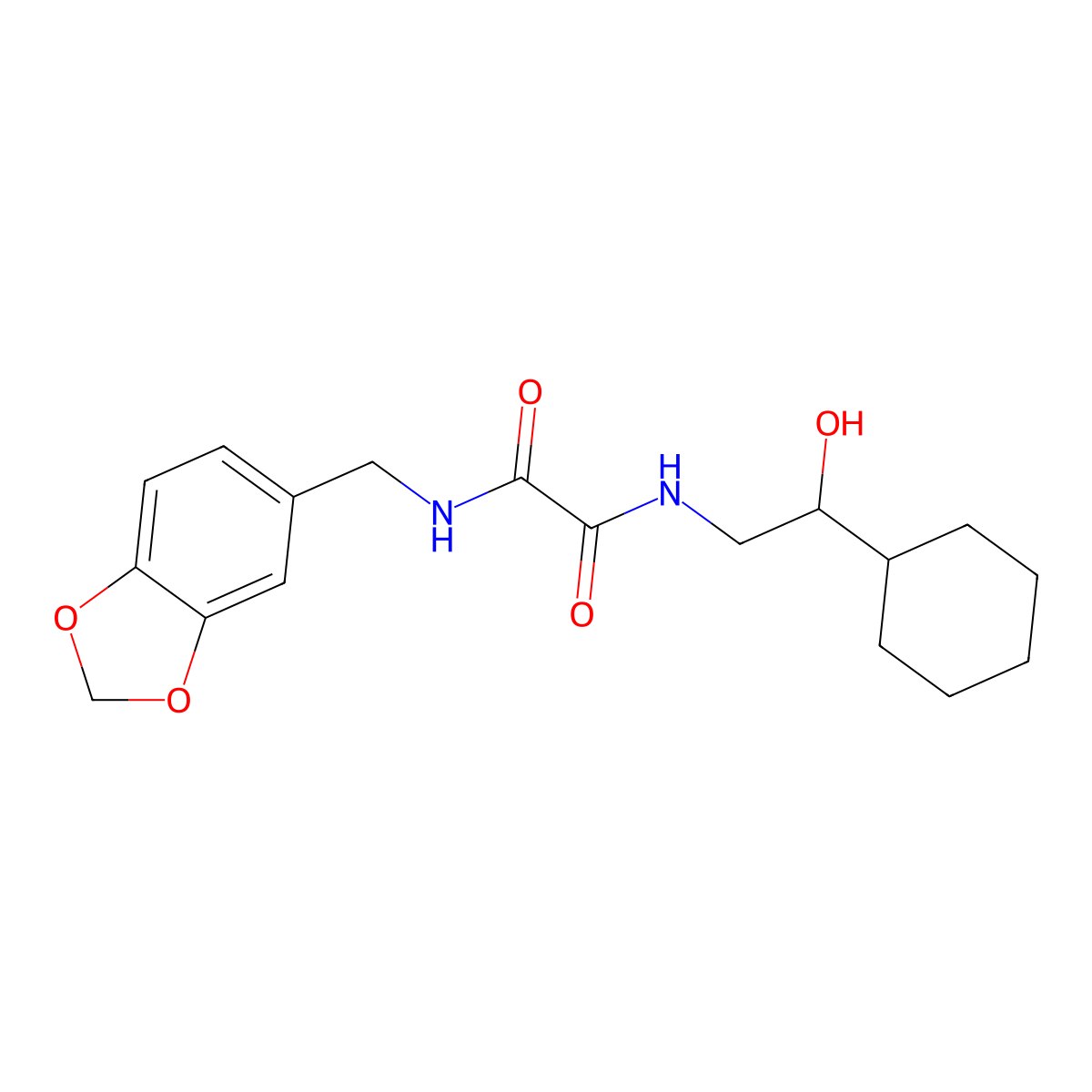 N1-(benzo[d][1,3]dioxol-5-ylmethyl)-N2-(2-cyclohexyl-2-hydroxyethyl)oxalamide molecular structure, CAS 1351616-74-4