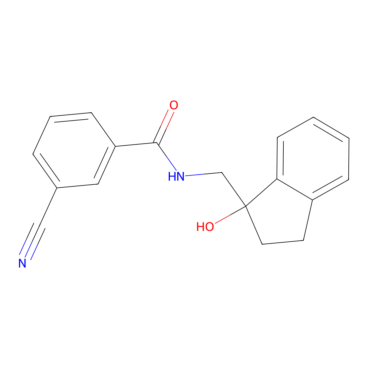 3-cyano-N-[(1-hydroxy-2,3-dihydro-1H-inden-1-yl)methyl]benzamide molecular structure, CAS 1351616-77-7