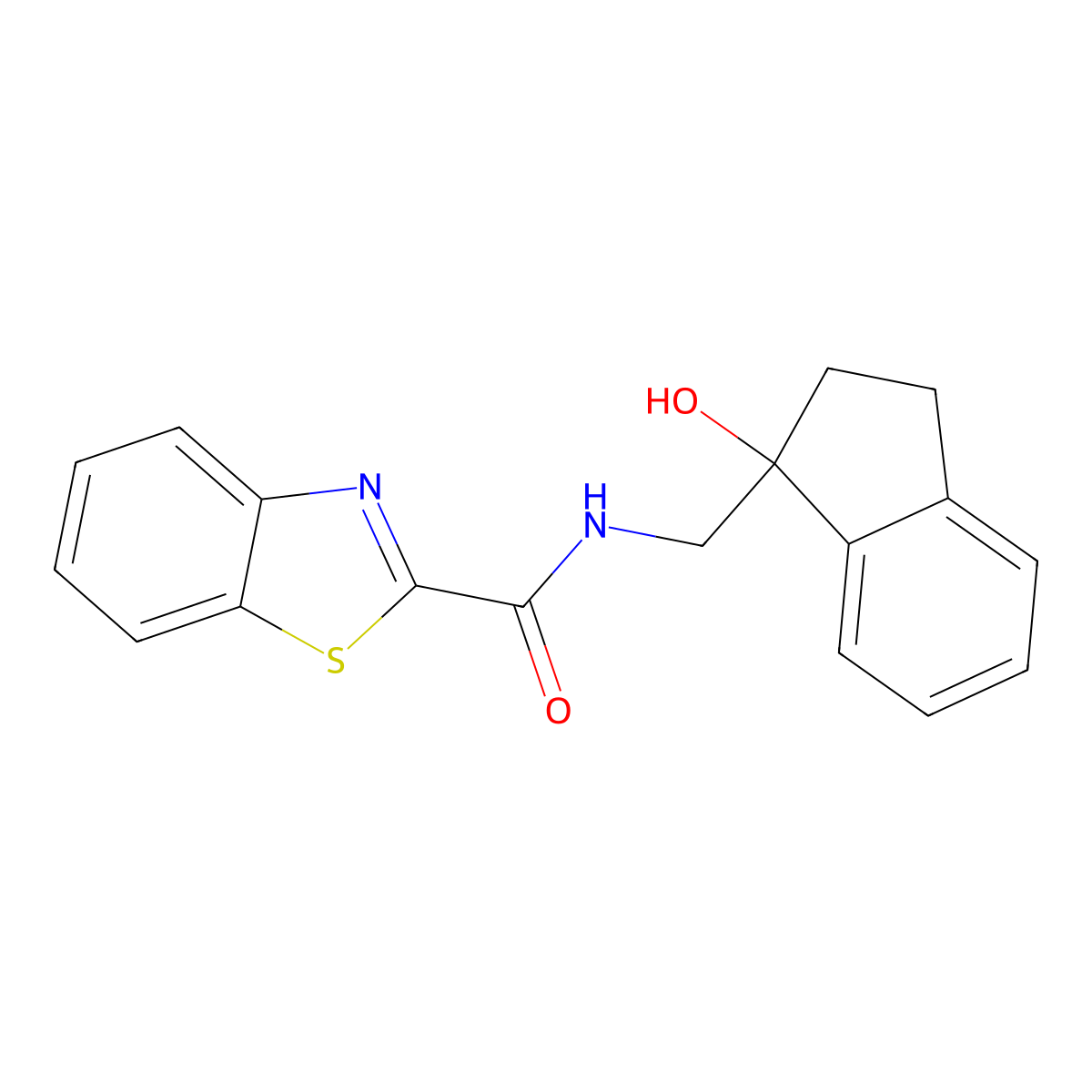N-((1-hydroxy-2,3-dihydro-1H-inden-1-yl)methyl)benzo[d]thiazole-2-carboxamide molecular structure, CAS 1351616-88-0
