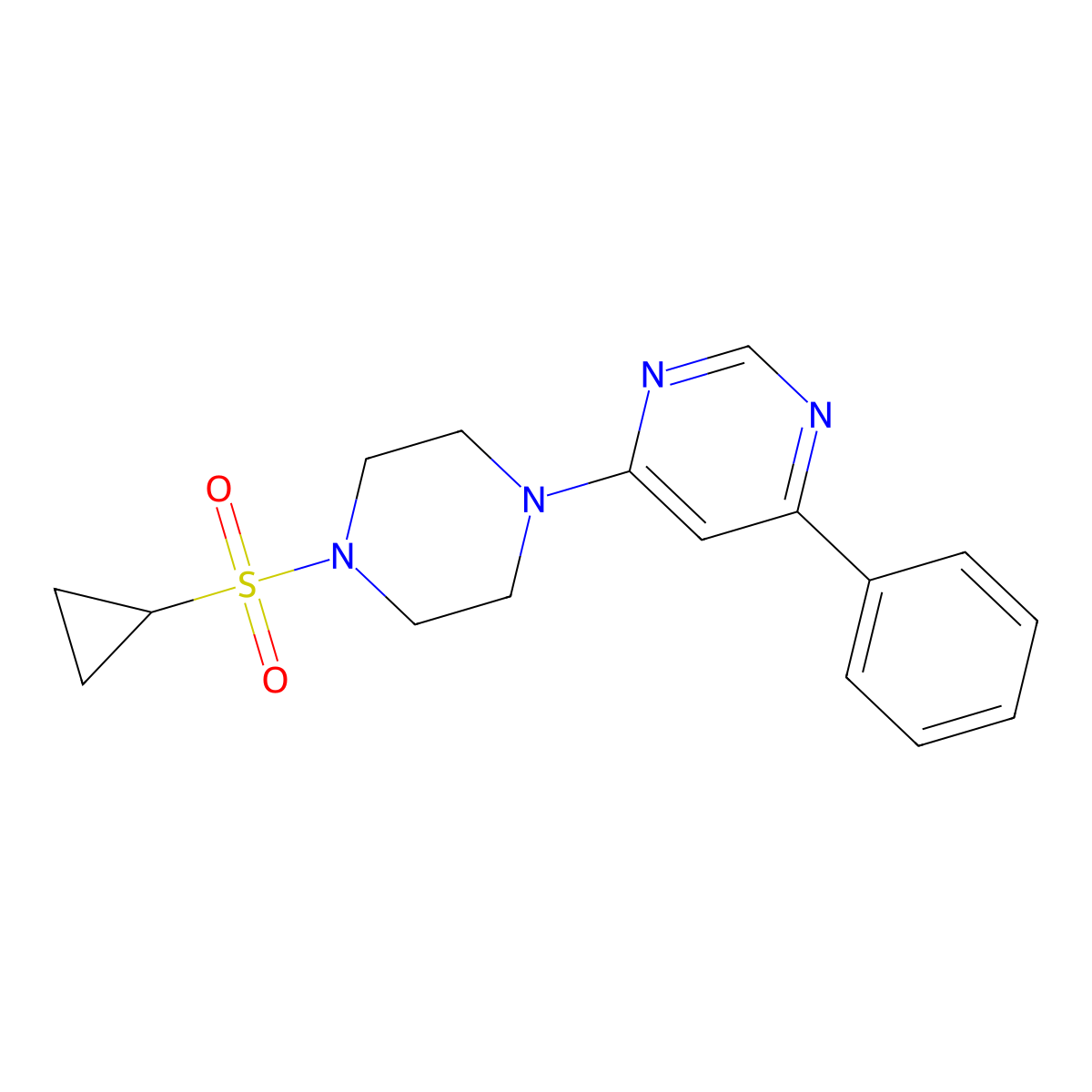 4-(4-(Cyclopropylsulfonyl)piperazin-1-yl)-6-phenylpyrimidine molecular structure, CAS 1351616-93-7