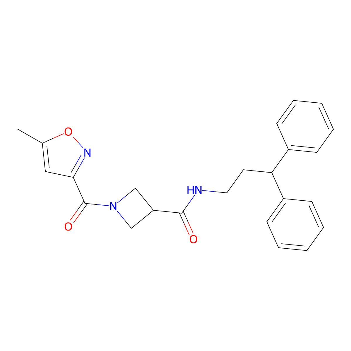 N-(3,3-diphenylpropyl)-1-(5-methylisoxazole-3-carbonyl)azetidine-3-carboxamide molecular structure, CAS 1351616-96-0