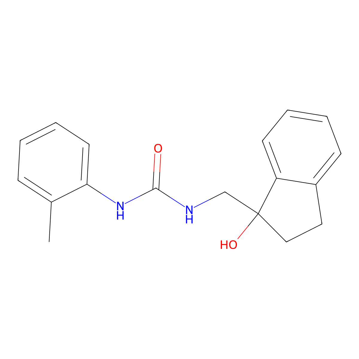 1-((1-hydroxy-2,3-dihydro-1H-inden-1-yl)methyl)-3-(o-tolyl)urea molecular structure, CAS 1351617-40-7