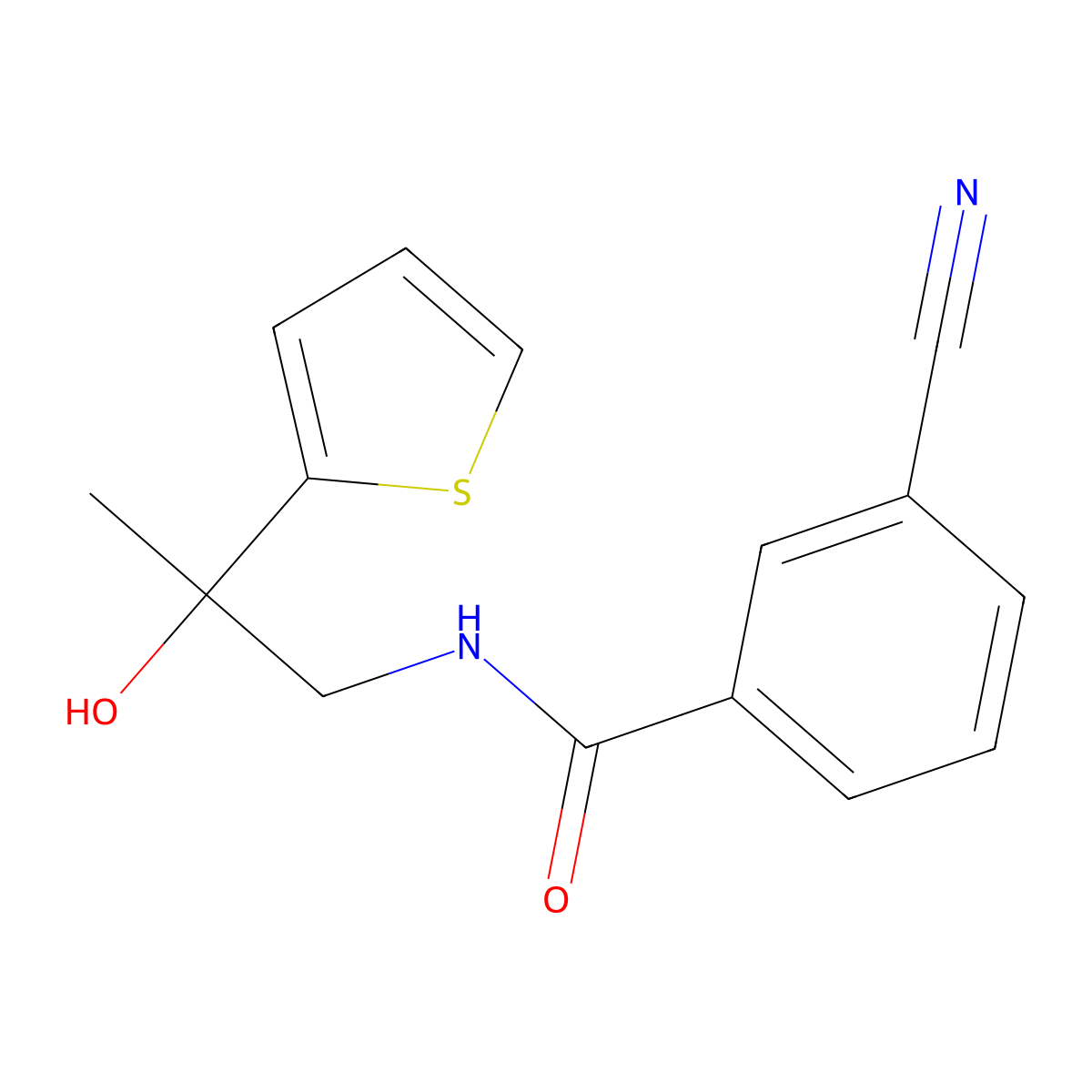3-cyano-N-[2-hydroxy-2-(thiophen-2-yl)propyl]benzamide molecular structure, CAS 1351617-48-5