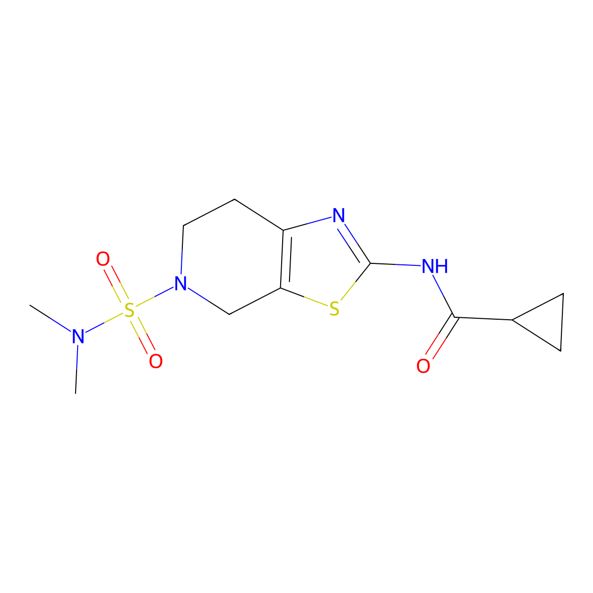 N-(5-(N,N-dimethylsulfamoyl)-4,5,6,7-tetrahydrothiazolo[5,4-c]pyridin-2-yl)cyclopropanecarboxamide molecular structure, CAS 1351617-52-1