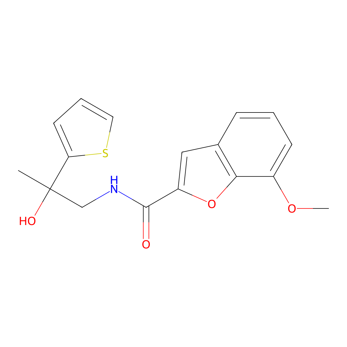 N-(2-hydroxy-2-(thiophen-2-yl)propyl)-7-methoxybenzofuran-2-carboxamide molecular structure, CAS 1351617-55-4