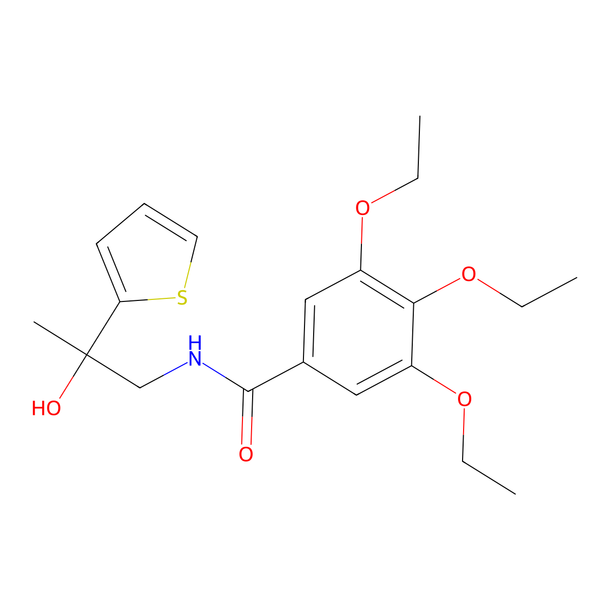 3,4,5-triethoxy-N-[2-hydroxy-2-(thiophen-2-yl)propyl]benzamide molecular structure, CAS 1351617-56-5