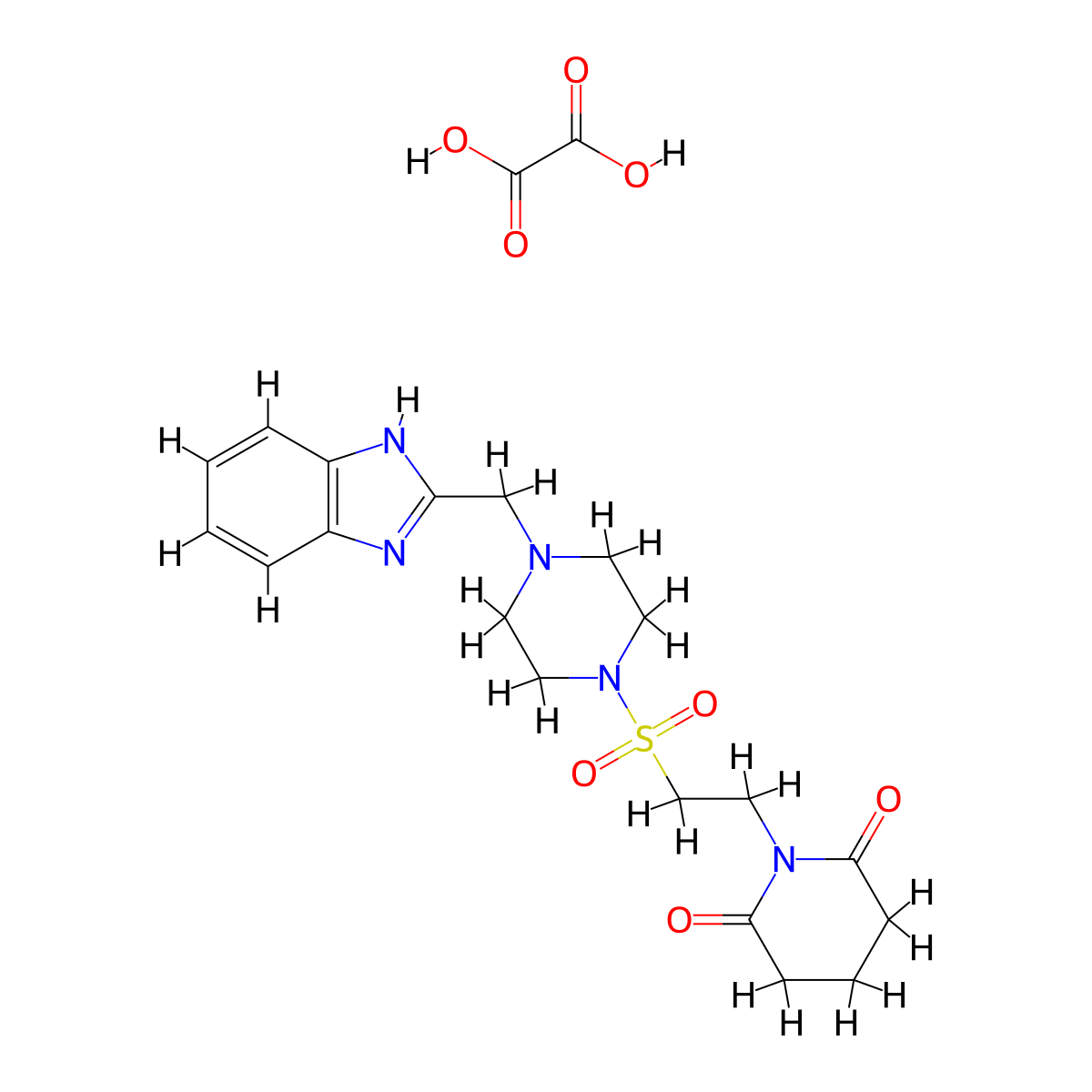 1-(2-((4-((1H-benzo[d]imidazol-2-yl)methyl)piperazin-1-yl)sulfonyl)ethyl)piperidine-2,6-dione oxalate molecular structure, CAS 1351617-59-8