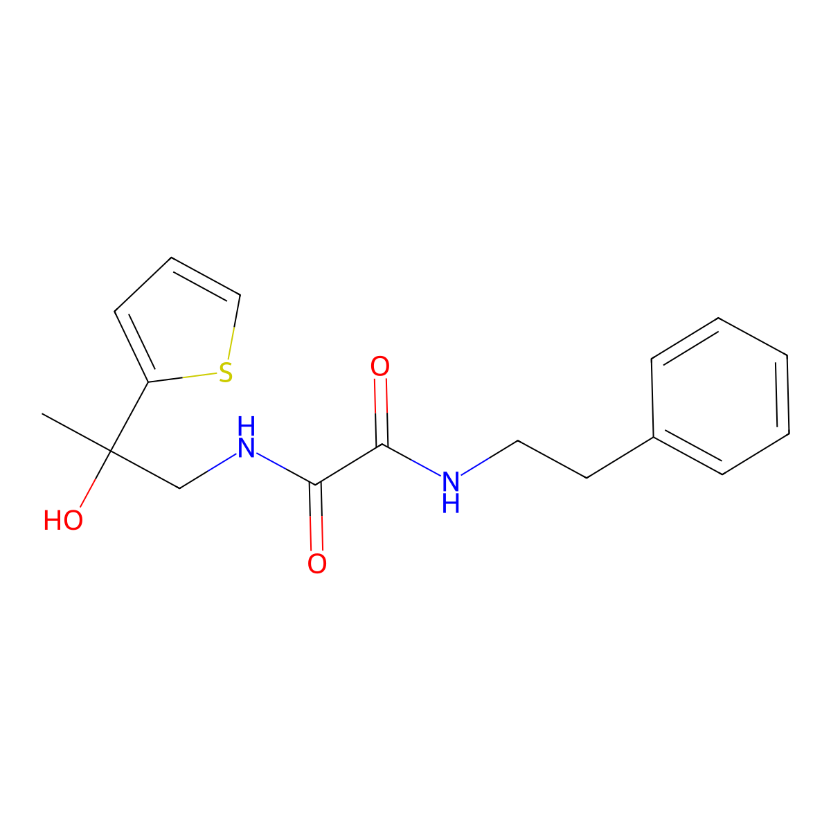 N1-(2-hydroxy-2-(thiophen-2-yl)propyl)-N2-phenethyloxalamide molecular structure, CAS 1351617-65-6