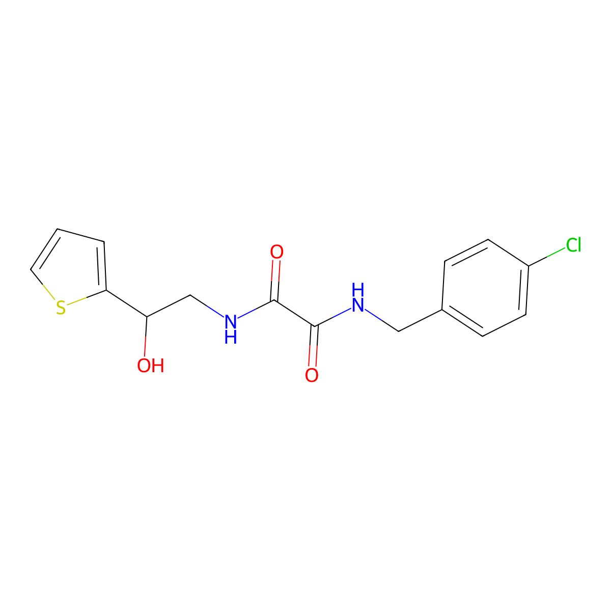 N1-(4-chlorobenzyl)-N2-(2-hydroxy-2-(thiophen-2-yl)ethyl)oxalamide molecular structure, CAS 1351617-72-5