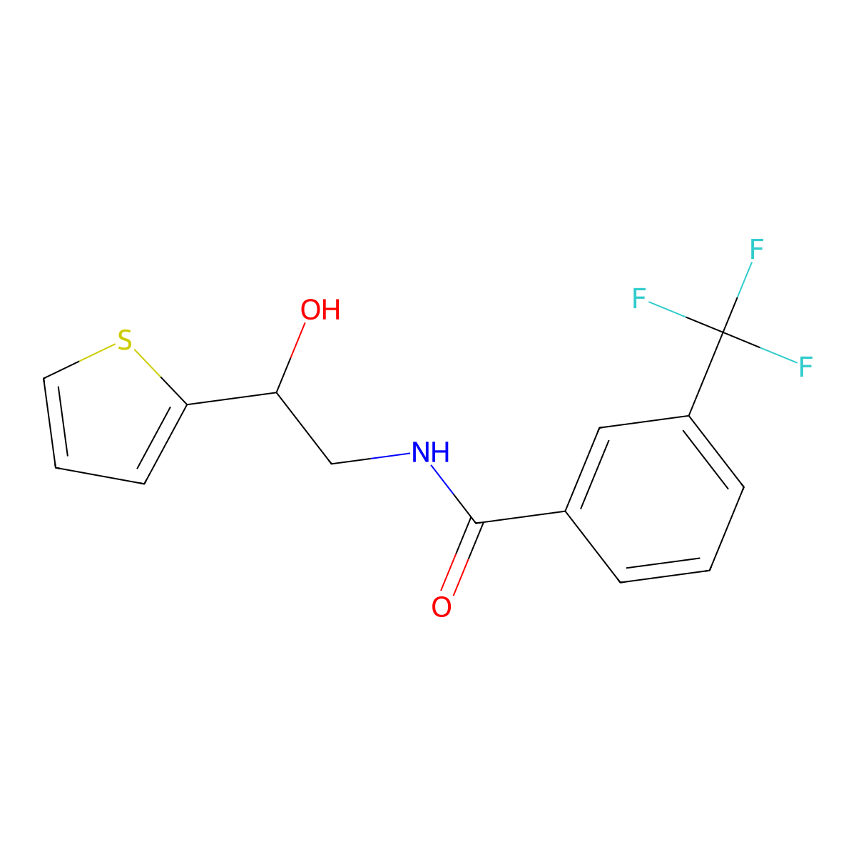 N-[2-hydroxy-2-(thiophen-2-yl)ethyl]-3-(trifluoromethyl)benzamide molecular structure, CAS 1351617-79-2