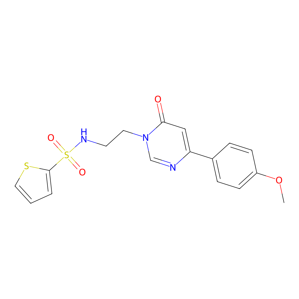 N-(2-(4-(4-methoxyphenyl)-6-oxopyrimidin-1(6H)-yl)ethyl)thiophene-2-sulfonamide molecular structure, CAS 1351617-81-6