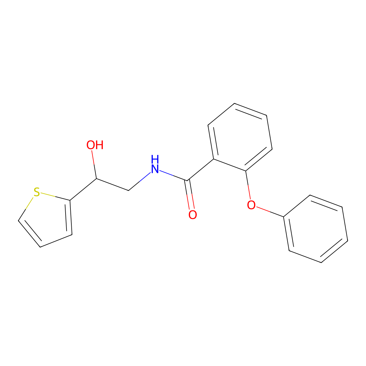 N-(2-hydroxy-2-(thiophen-2-yl)ethyl)-2-phenoxybenzamide molecular structure, CAS 1351617-86-1