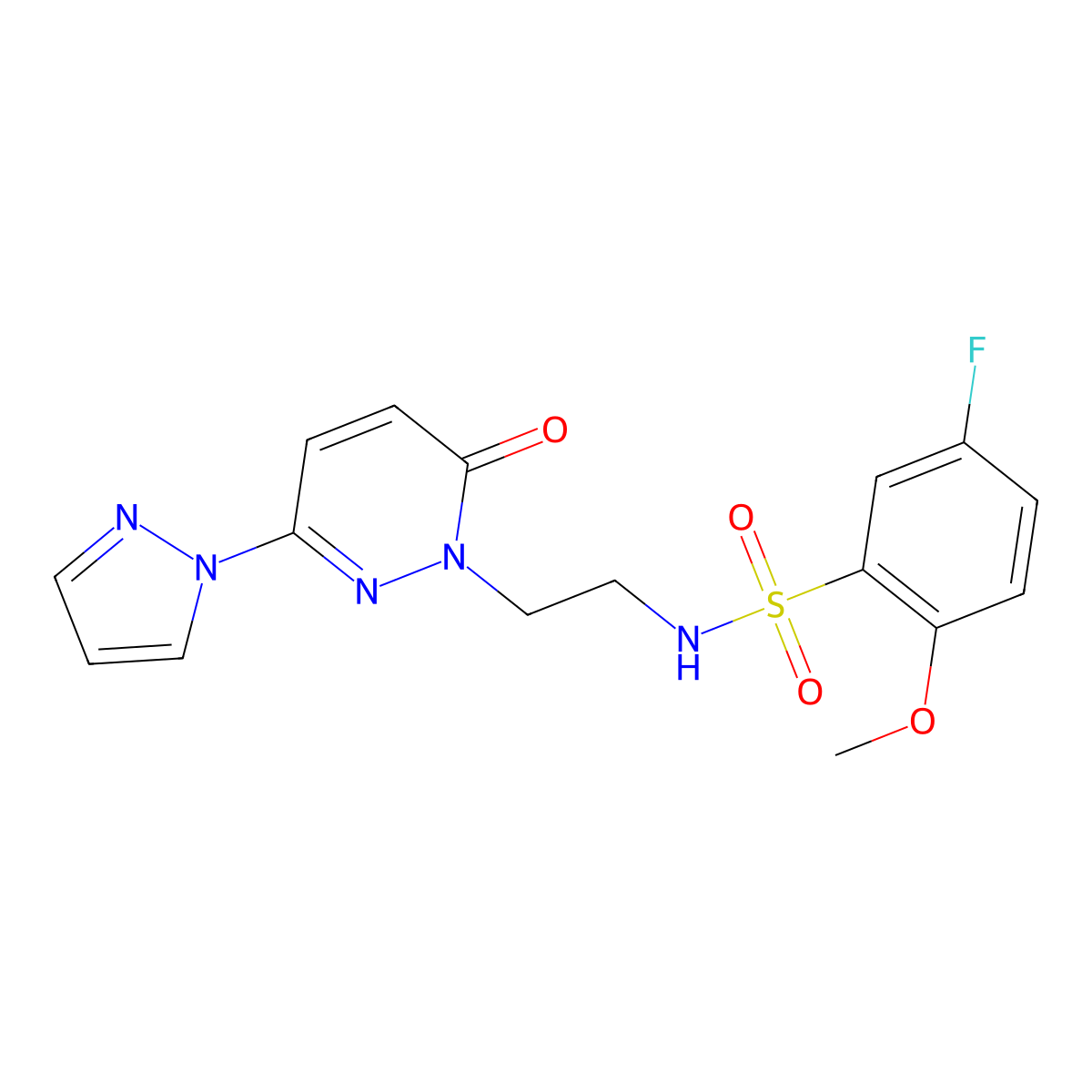 5-fluoro-2-methoxy-N-(2-(6-oxo-3-(1H-pyrazol-1-yl)pyridazin-1(6H)-yl)ethyl)benzenesulfonamide molecular structure, CAS 1351617-88-3