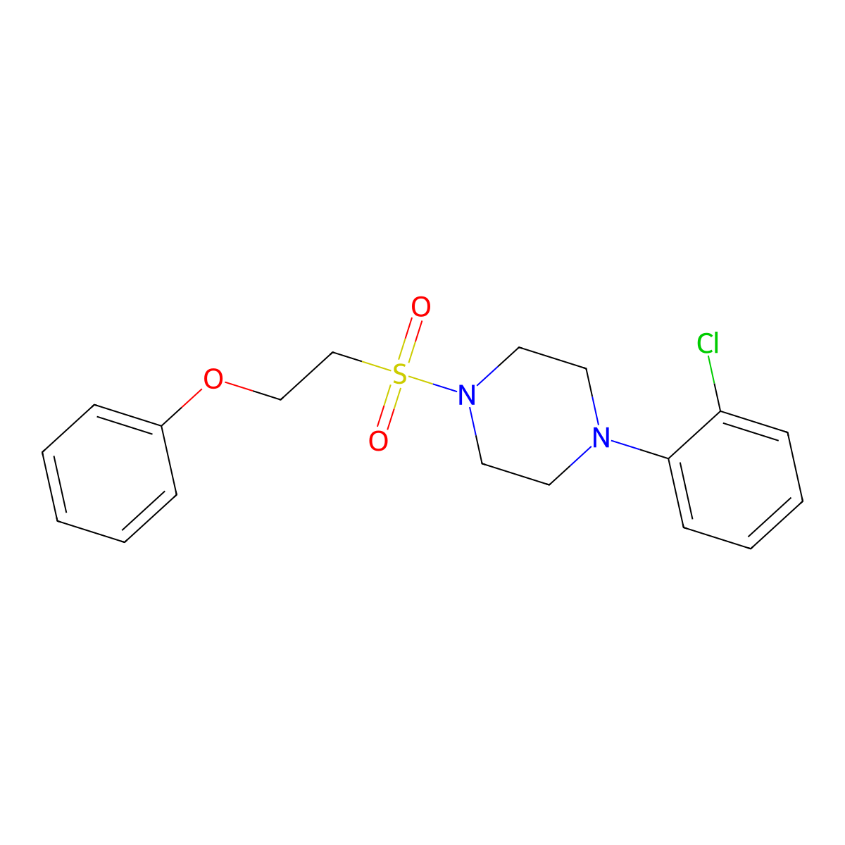 1-(2-Chlorophenyl)-4-((2-phenoxyethyl)sulfonyl)piperazine molecular structure, CAS 1351617-90-7