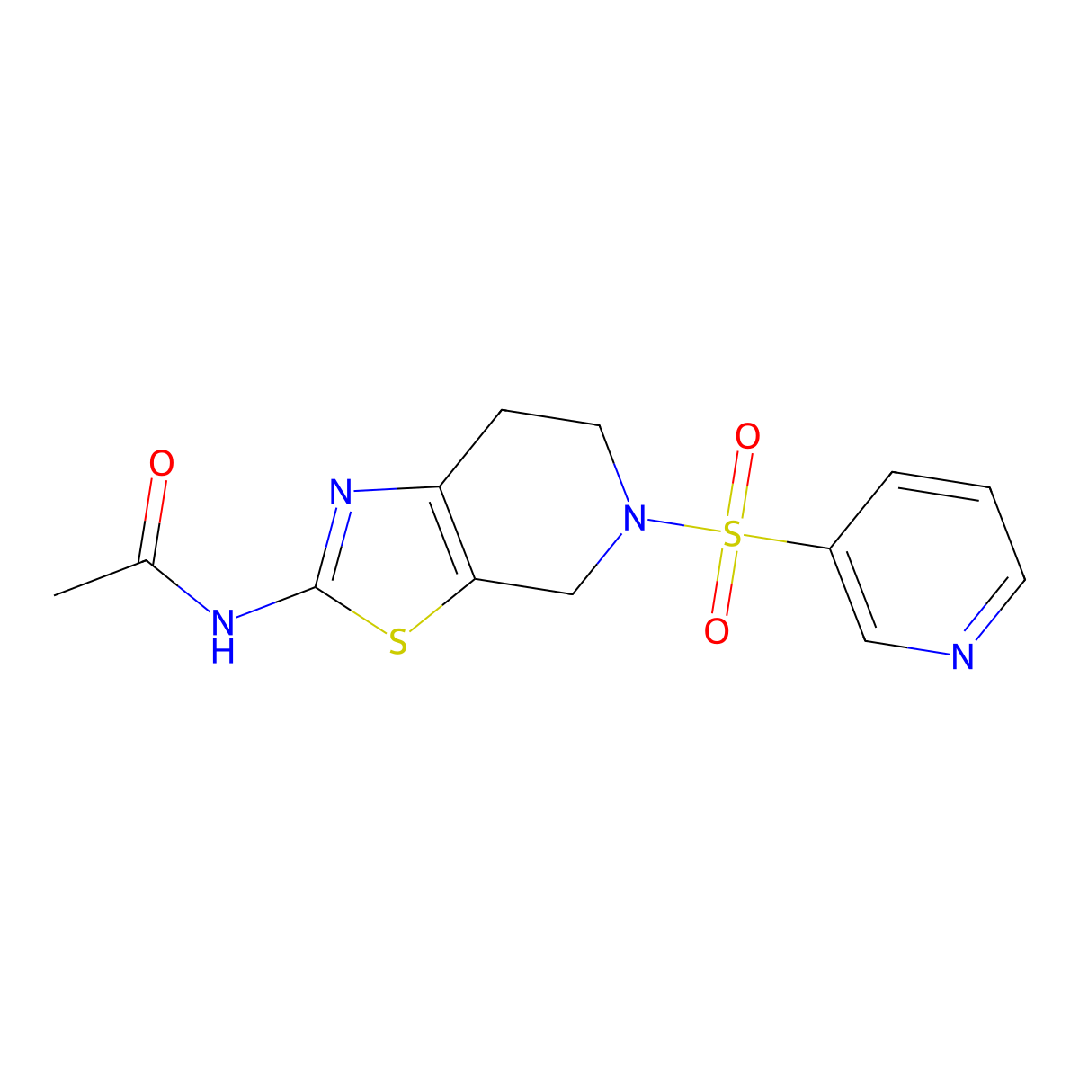 N-(5-(pyridin-3-ylsulfonyl)-4,5,6,7-tetrahydrothiazolo[5,4-c]pyridin-2-yl)acetamide molecular structure, CAS 1351617-96-3