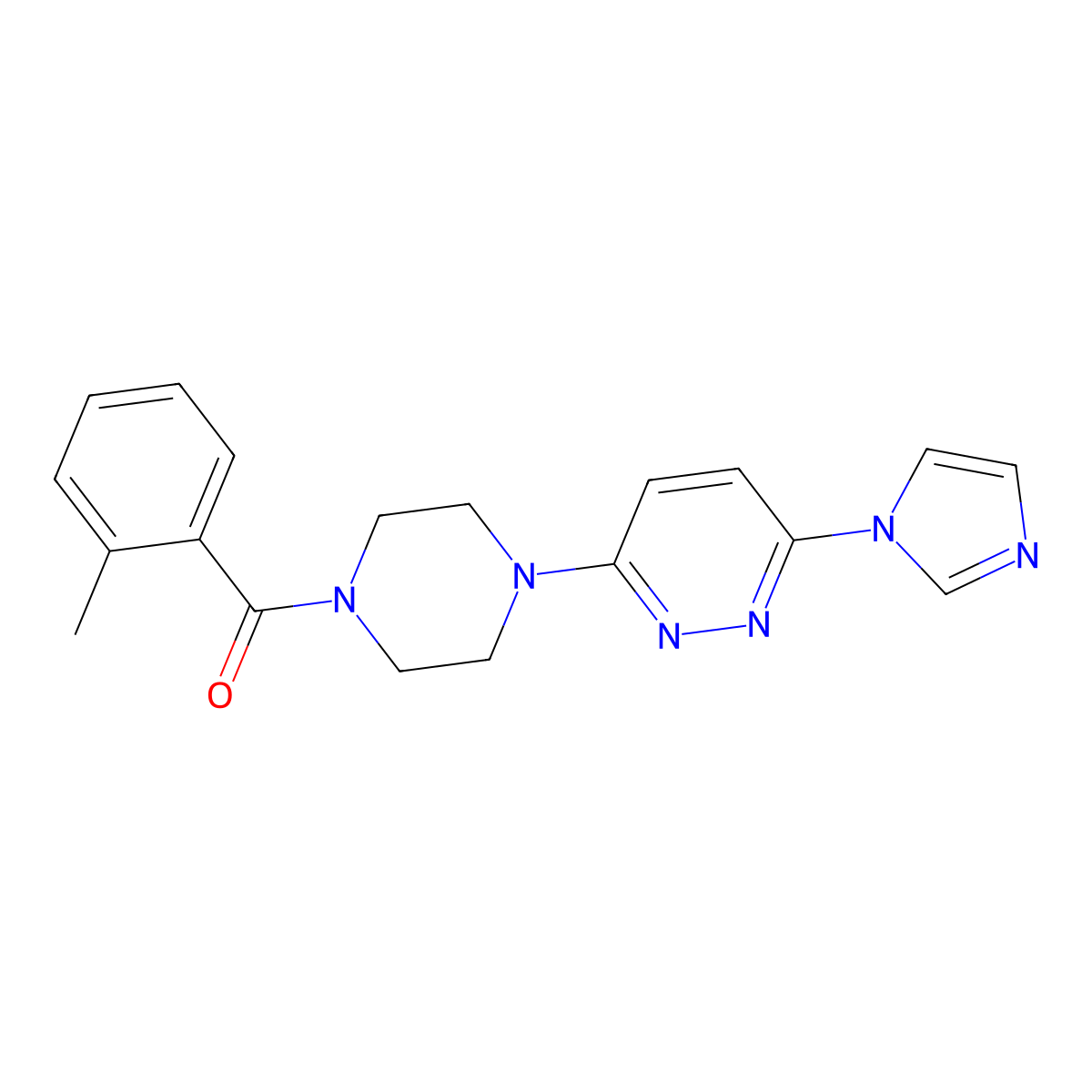 (4-(6-(1H-imidazol-1-yl)pyridazin-3-yl)piperazin-1-yl)(o-tolyl)methanone molecular structure, CAS 1351617-99-6
