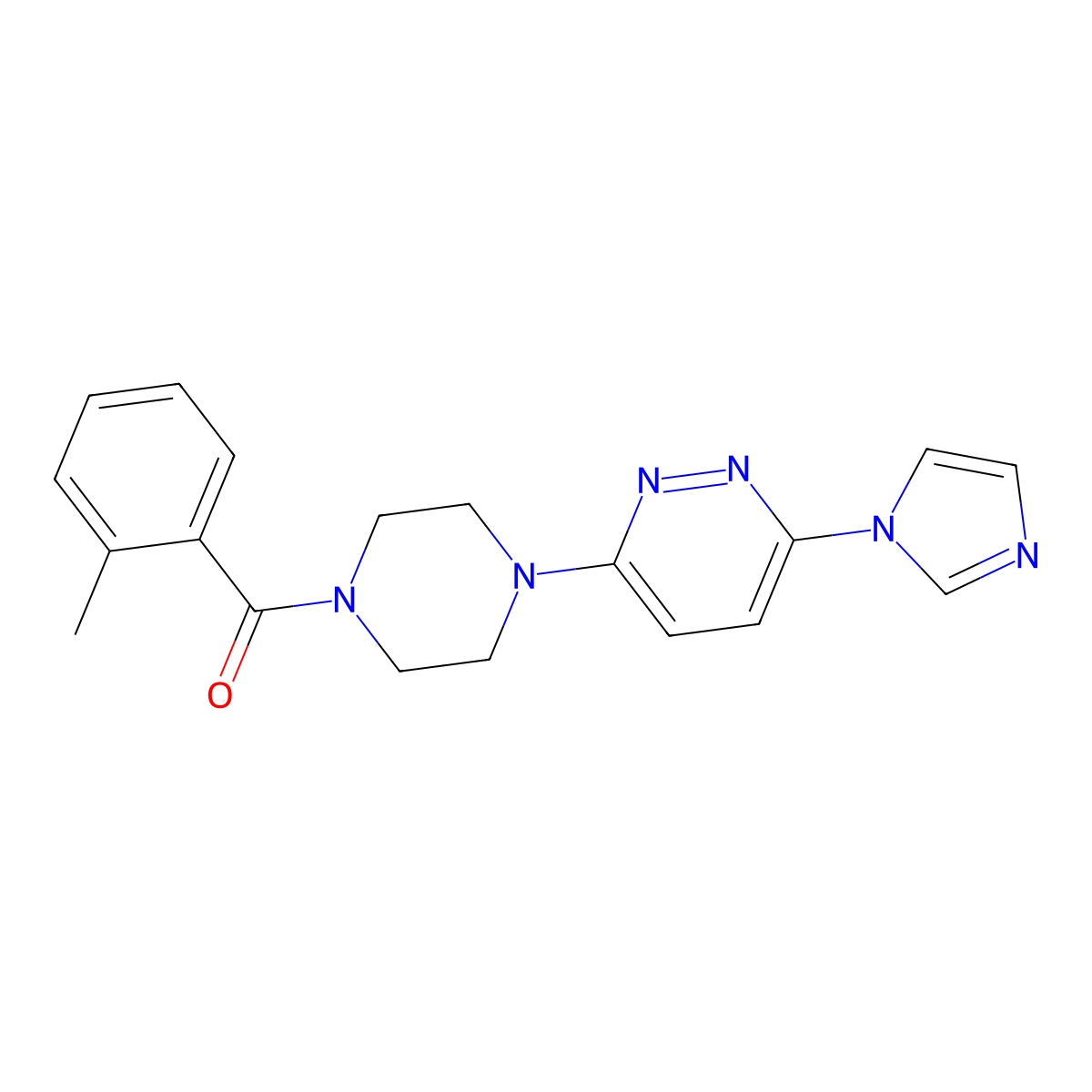 (4-(6-(1H-imidazol-1-yl)pyridazin-3-yl)piperazin-1-yl)(o-tolyl)methanone molecular structure, CAS 1351617-99-6