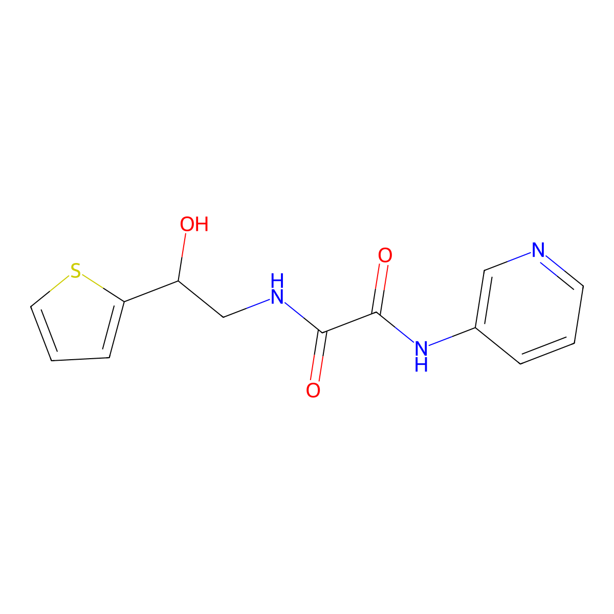 N1-(2-hydroxy-2-(thiophen-2-yl)ethyl)-N2-(pyridin-3-yl)oxalamide molecular structure, CAS 1351618-04-6
