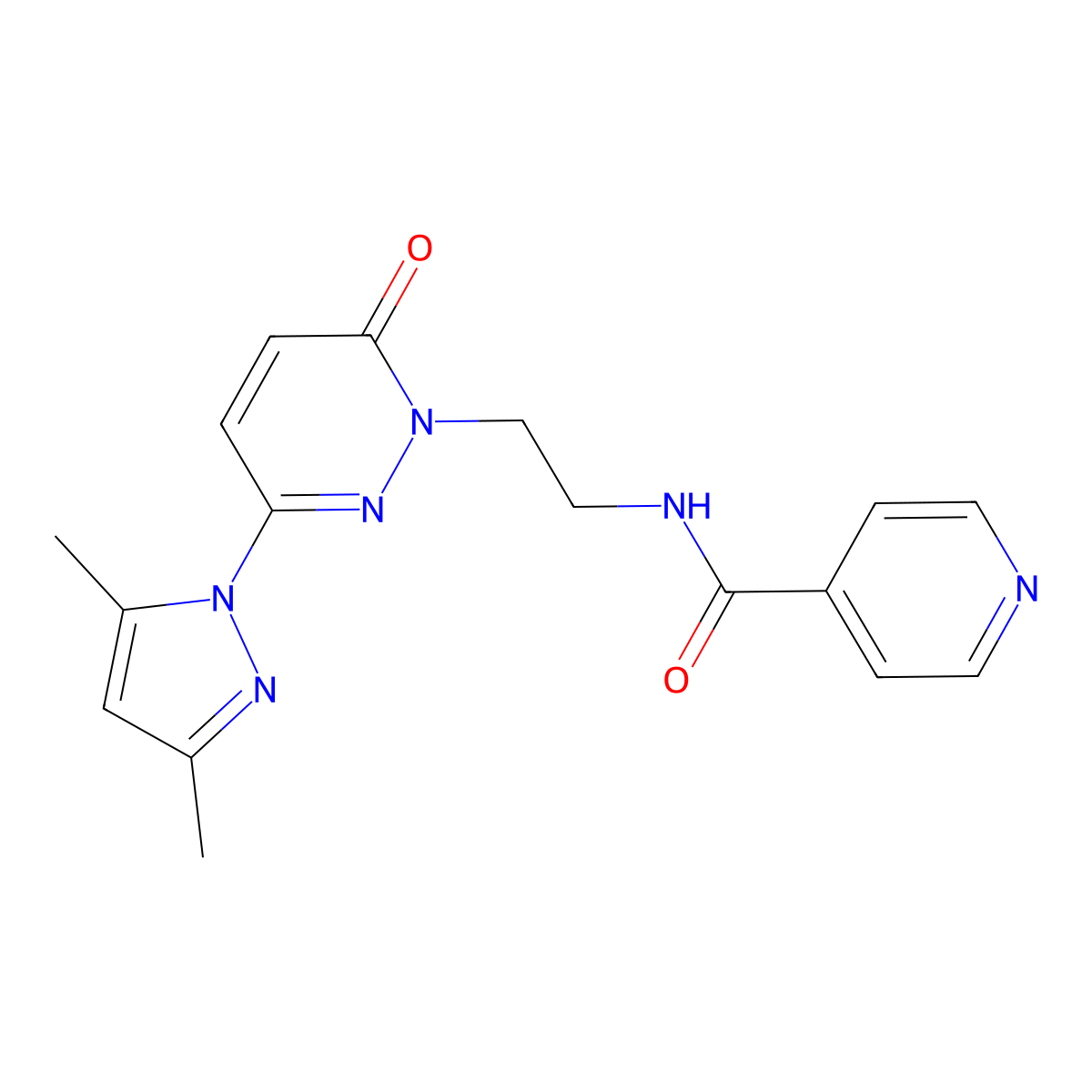 N-(2-(3-(3,5-dimethyl-1H-pyrazol-1-yl)-6-oxopyridazin-1(6H)-yl)ethyl)isonicotinamide molecular structure, CAS 1351618-06-8