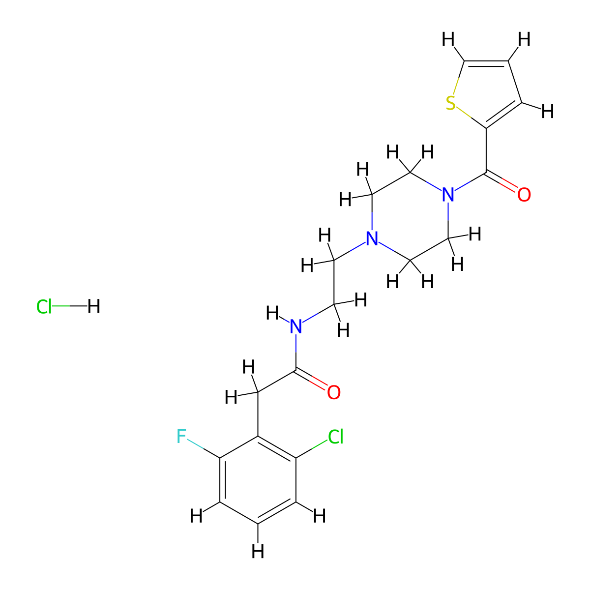 2-(2-Chloro-6-fluorophenyl)-N-{2-[4-(thiophene-2-carbonyl)piperazin-1-YL]ethyl}acetamide hydrochloride molecular structure, CAS 1351618-12-6
