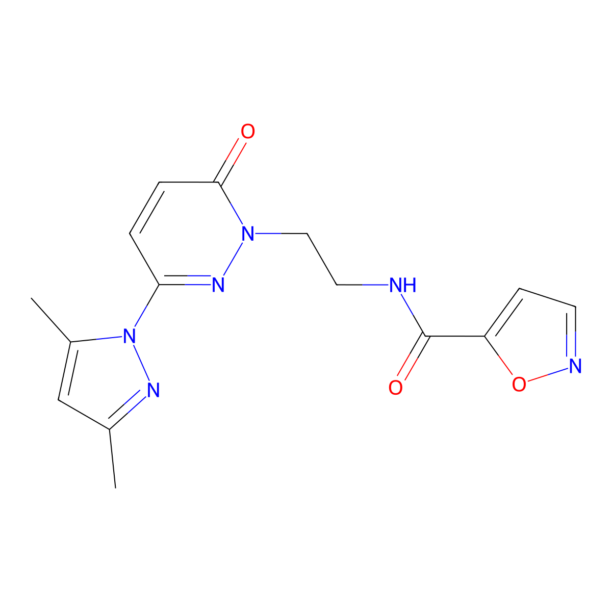 N-(2-(3-(3,5-dimethyl-1H-pyrazol-1-yl)-6-oxopyridazin-1(6H)-yl)ethyl)isoxazole-5-carboxamide molecular structure, CAS 1351618-14-8