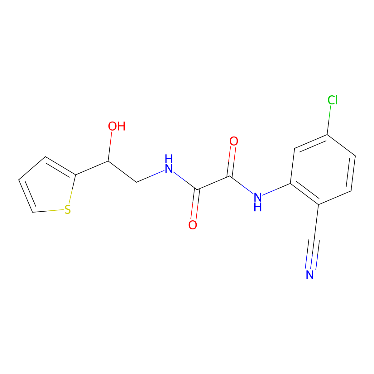 N1-(5-chloro-2-cyanophenyl)-N2-(2-hydroxy-2-(thiophen-2-yl)ethyl)oxalamide molecular structure, CAS 1351618-15-9