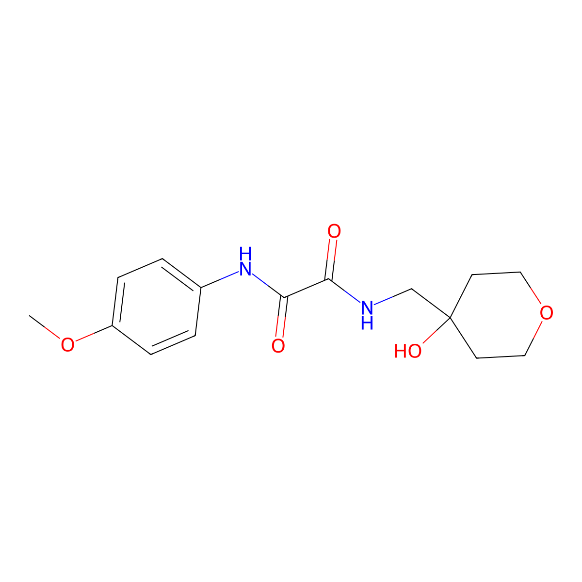 N1-((4-hydroxytetrahydro-2H-pyran-4-yl)methyl)-N2-(4-methoxyphenyl)oxalamide molecular structure, CAS 1351618-19-3