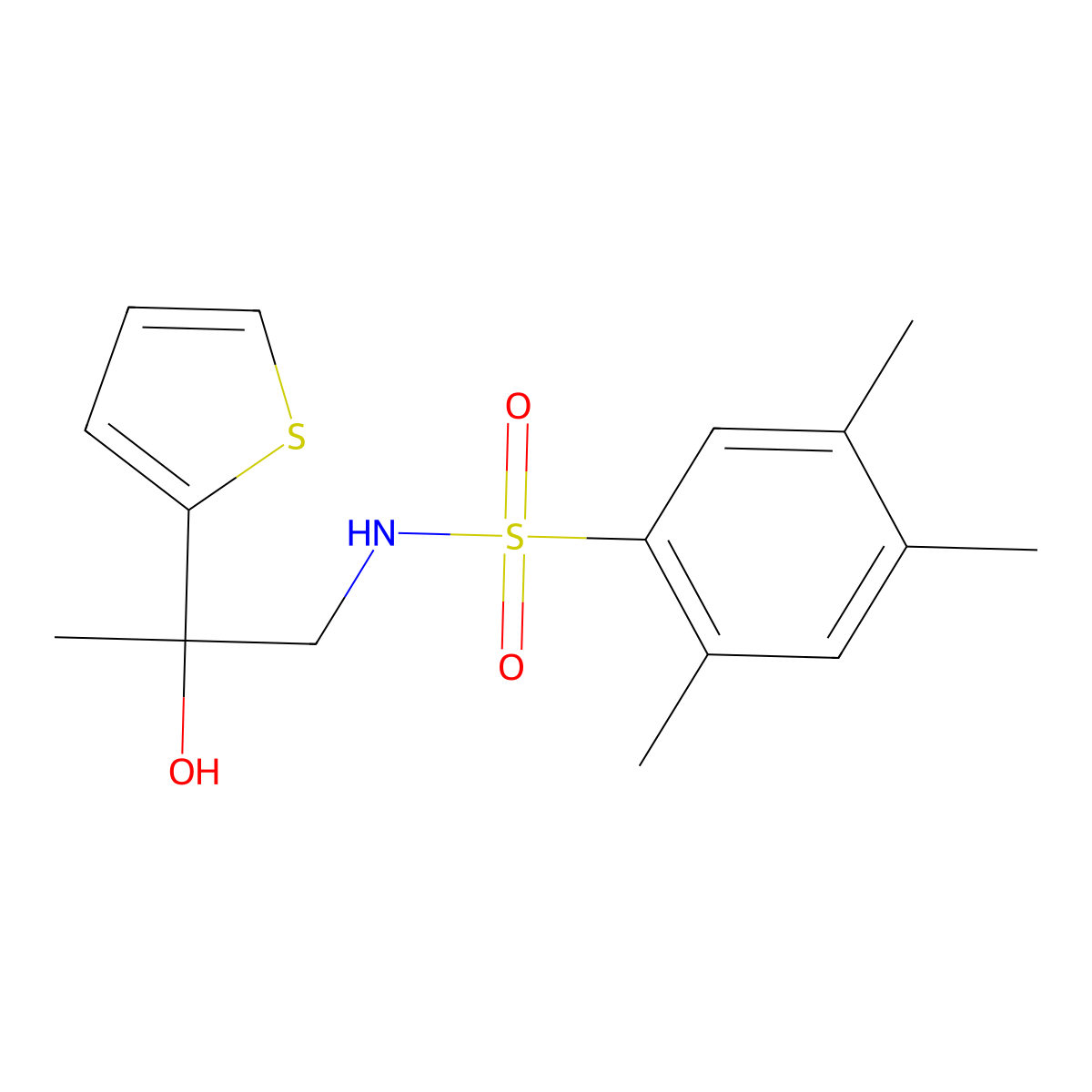 N-(2-hydroxy-2-(thiophen-2-yl)propyl)-2,4,5-trimethylbenzenesulfonamide molecular structure, CAS 1351618-25-1