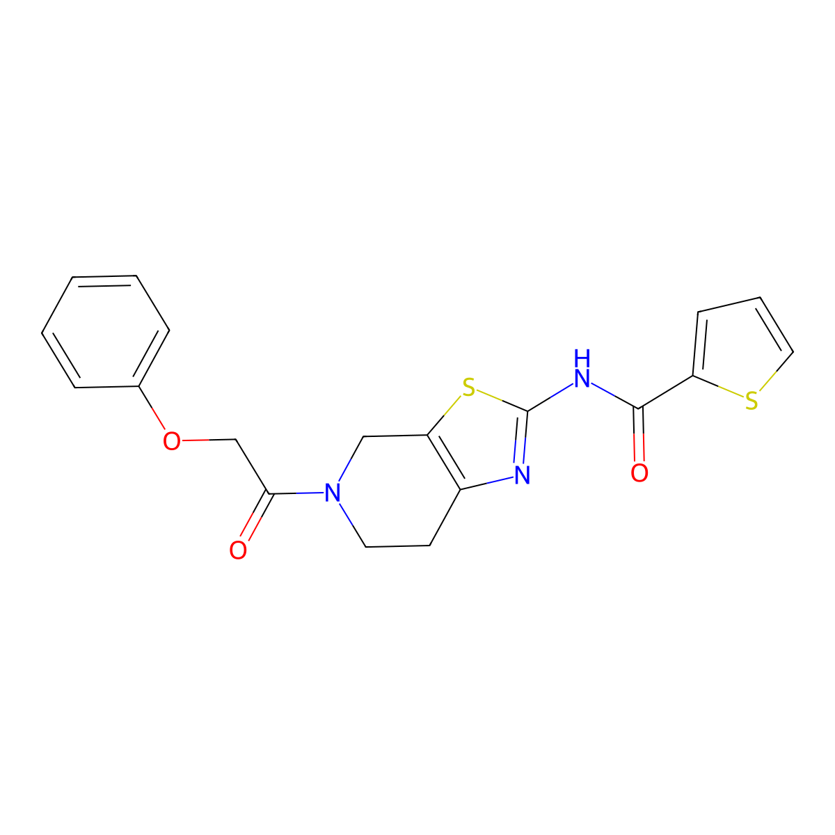 N-(5-(2-phenoxyacetyl)-4,5,6,7-tetrahydrothiazolo[5,4-c]pyridin-2-yl)thiophene-2-carboxamide molecular structure, CAS 1351618-34-2