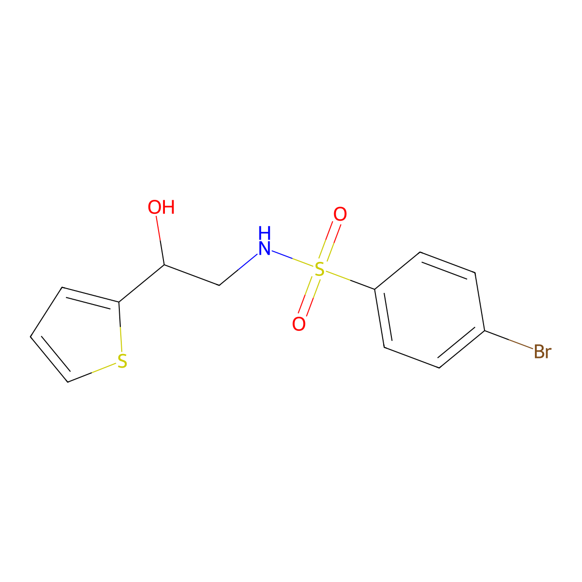 4-bromo-N-(2-hydroxy-2-(thiophen-2-yl)ethyl)benzenesulfonamide molecular structure, CAS 1351618-41-1