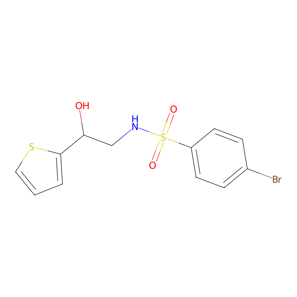 4-bromo-N-(2-hydroxy-2-(thiophen-2-yl)ethyl)benzenesulfonamide molecular structure, CAS 1351618-41-1