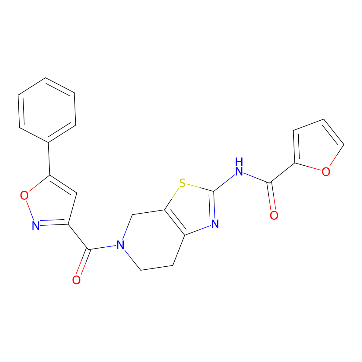 N-(5-(5-phenylisoxazole-3-carbonyl)-4,5,6,7-tetrahydrothiazolo[5,4-c]pyridin-2-yl)furan-2-carboxamide molecular structure, CAS 1351618-46-6