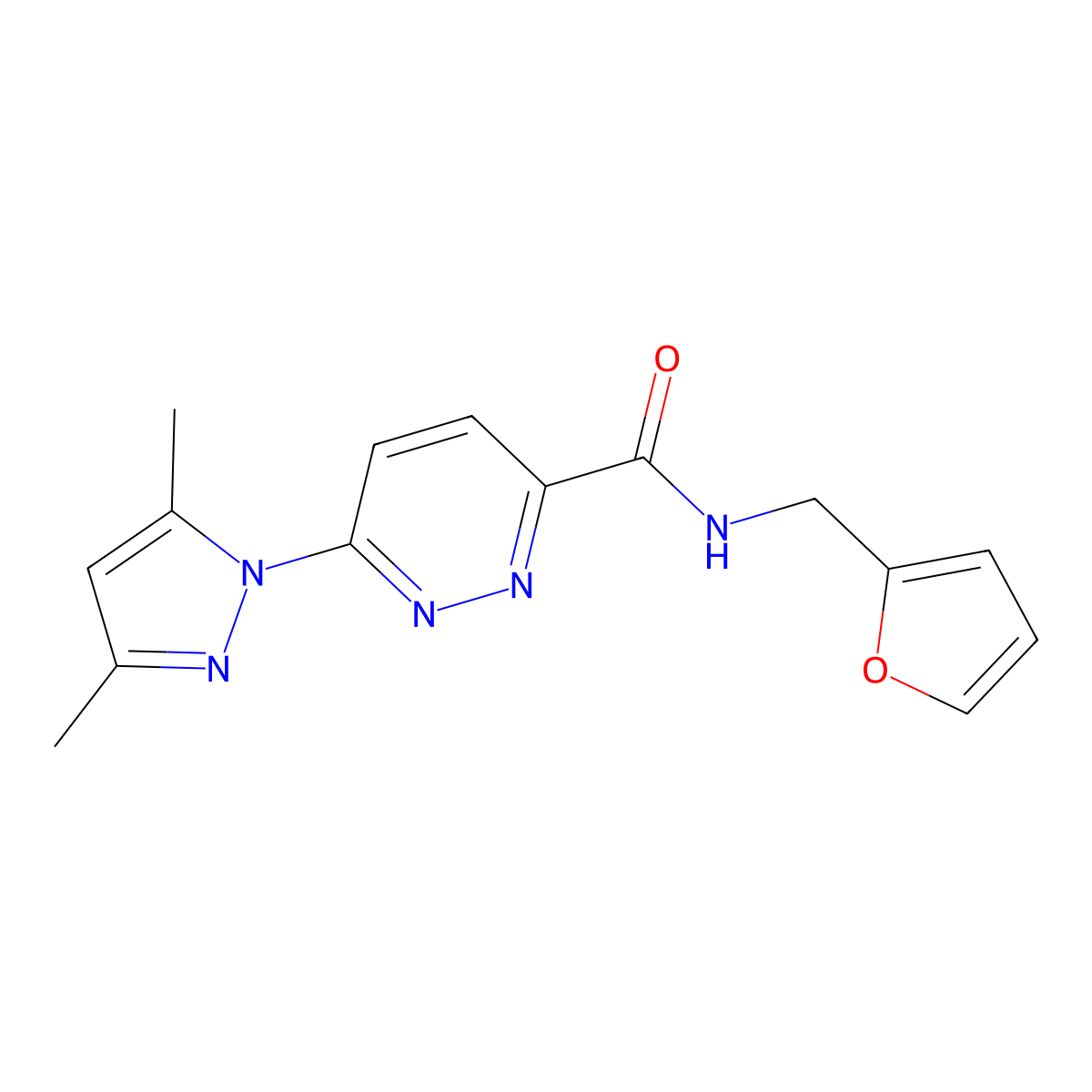 6-(3,5-dimethyl-1H-pyrazol-1-yl)-N-(furan-2-ylmethyl)pyridazine-3-carboxamide molecular structure, CAS 1351618-48-8