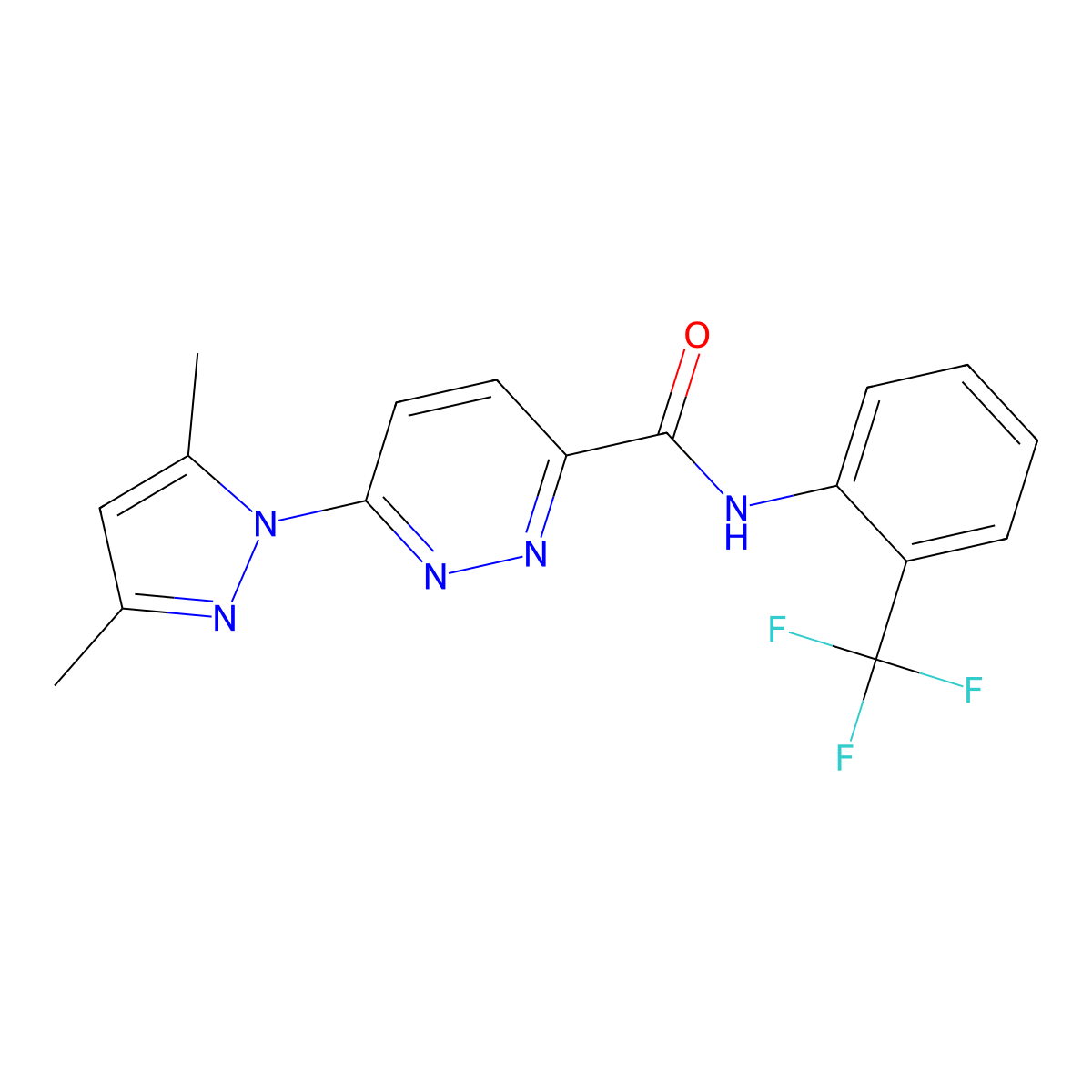 6-(3,5-dimethyl-1H-pyrazol-1-yl)-N-[2-(trifluoromethyl)phenyl]pyridazine-3-carboxamide molecular structure, CAS 1351618-57-9