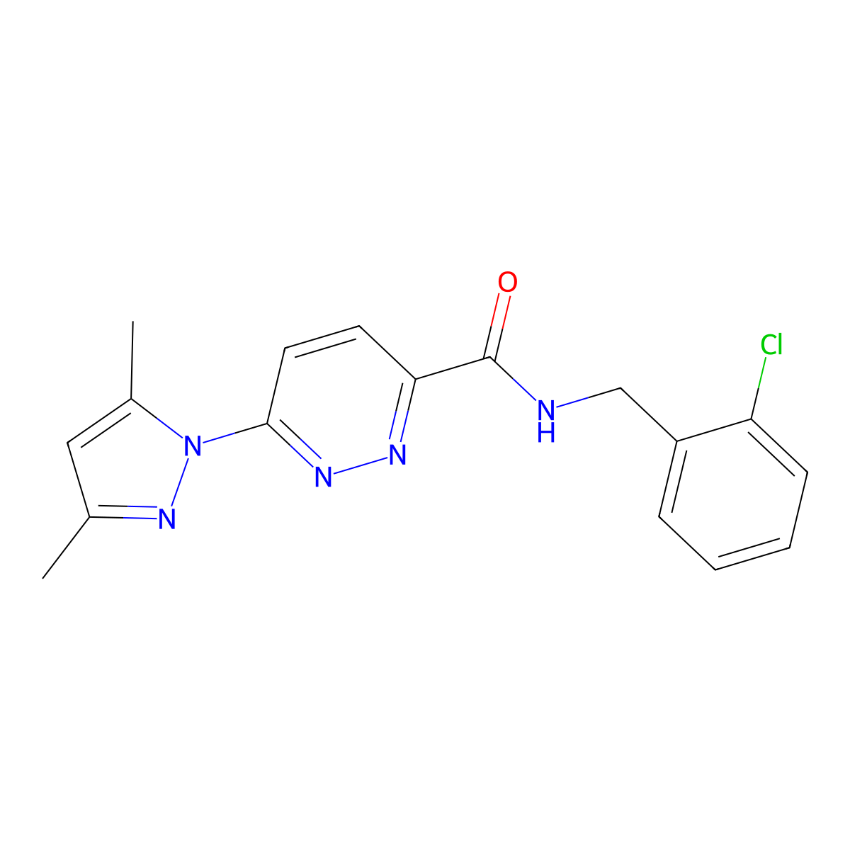N-(2-chlorobenzyl)-6-(3,5-dimethyl-1H-pyrazol-1-yl)pyridazine-3-carboxamide molecular structure, CAS 1351618-59-1