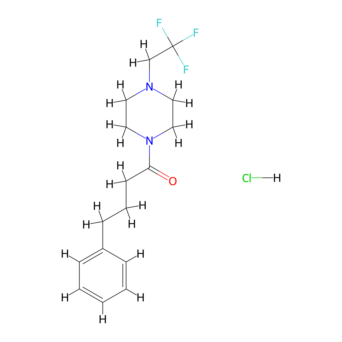 4-Phenyl-1-(4-(2,2,2-trifluoroethyl)piperazin-1-yl)butan-1-one hydrochloride molecular structure, CAS 1351618-61-5