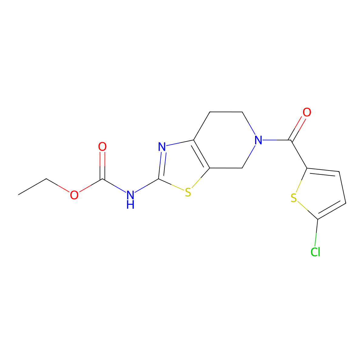 Ethyl (5-(5-chlorothiophene-2-carbonyl)-4,5,6,7-tetrahydrothiazolo[5,4-c]pyridin-2-yl)carbamate molecular structure, CAS 1351618-62-6