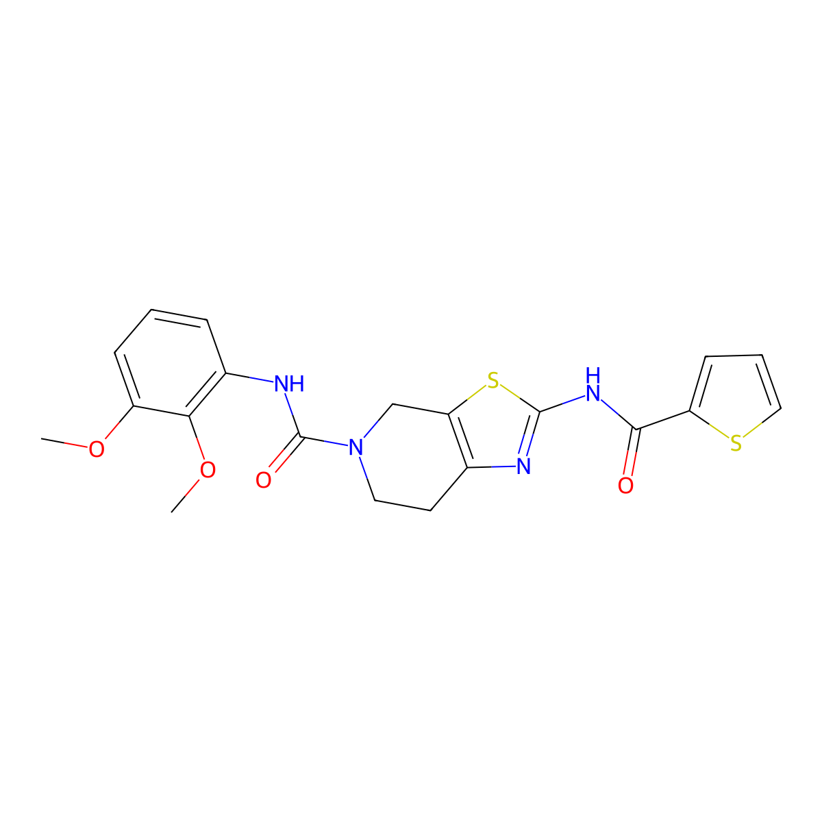N-(2,3-dimethoxyphenyl)-2-(thiophene-2-carboxamido)-6,7-dihydrothiazolo[5,4-c]pyridine-5(4H)-carboxamide molecular structure, CAS 1351618-64-8