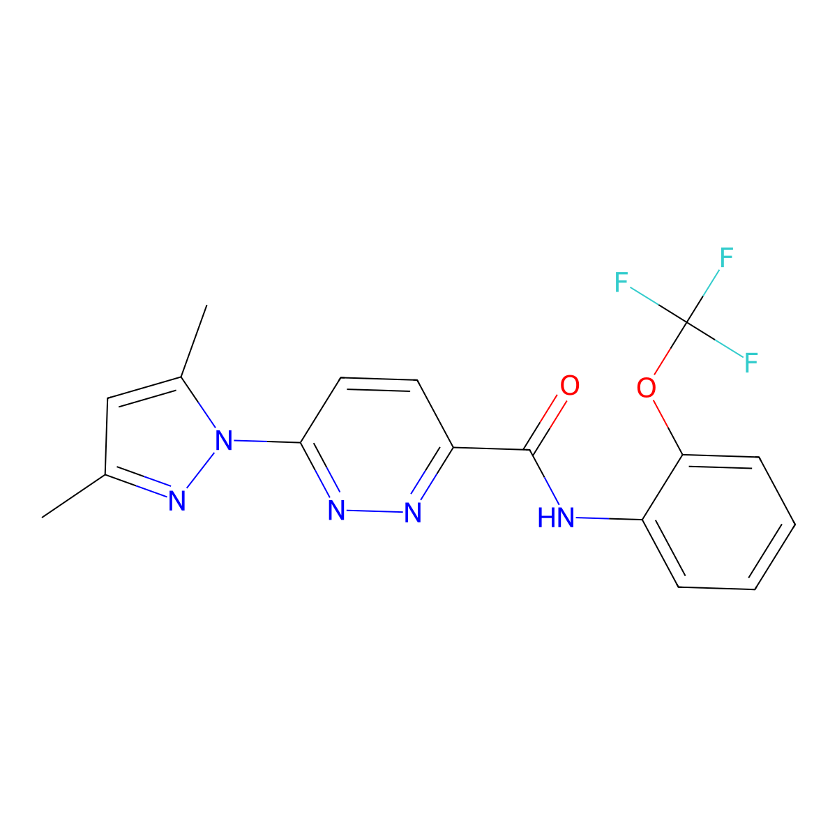 6-(3,5-dimethyl-1H-pyrazol-1-yl)-N-[2-(trifluoromethoxy)phenyl]pyridazine-3-carboxamide molecular structure, CAS 1351618-65-9