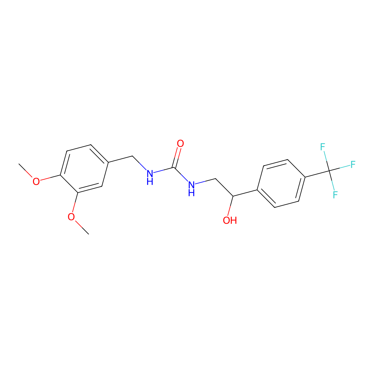 1-(3,4-Dimethoxybenzyl)-3-(2-hydroxy-2-(4-(trifluoromethyl)phenyl)ethyl)urea molecular structure, CAS 1351618-71-7