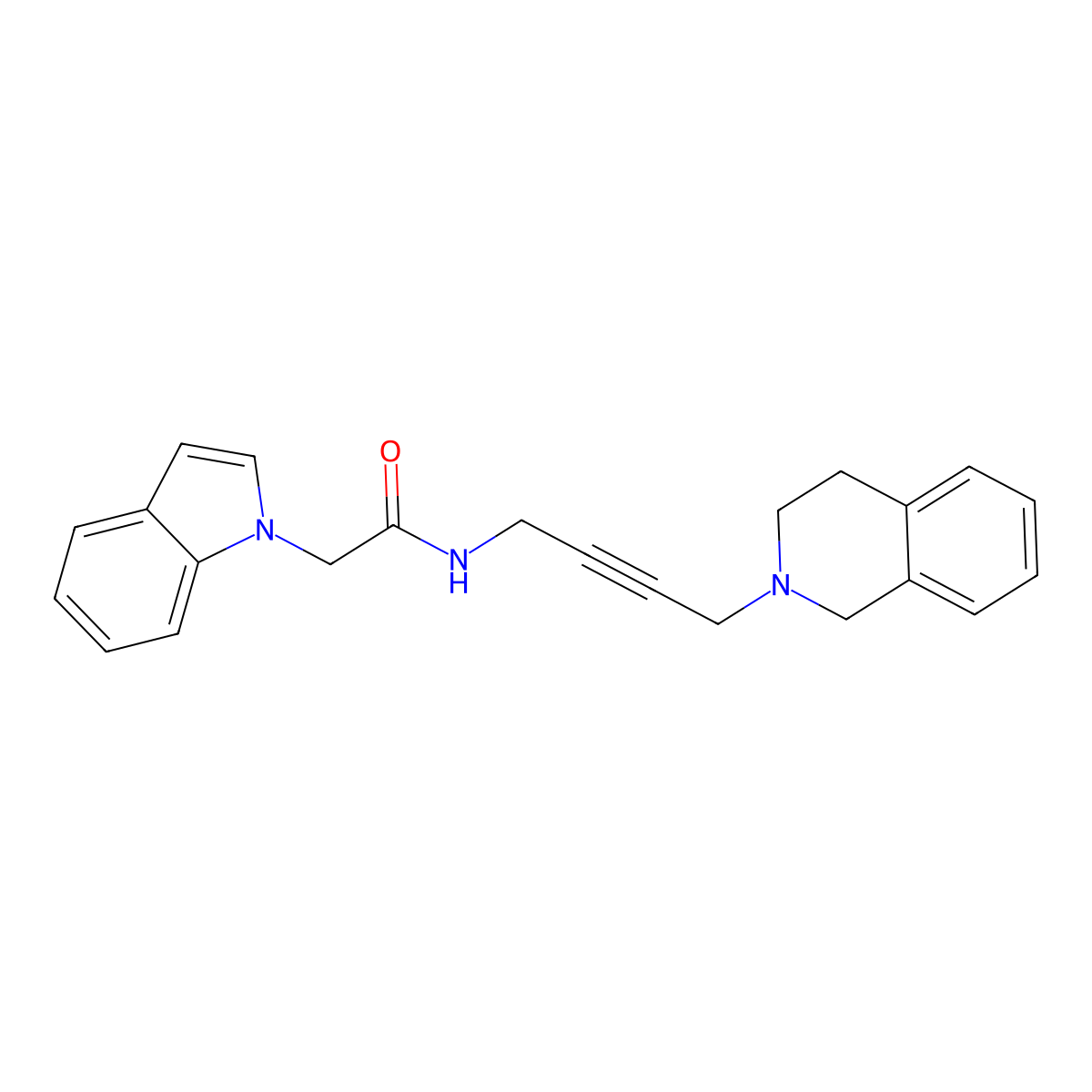 N-(4-(3,4-dihydroisoquinolin-2(1H)-yl)but-2-yn-1-yl)-2-(1H-indol-1-yl)acetamide molecular structure, CAS 1351618-79-5