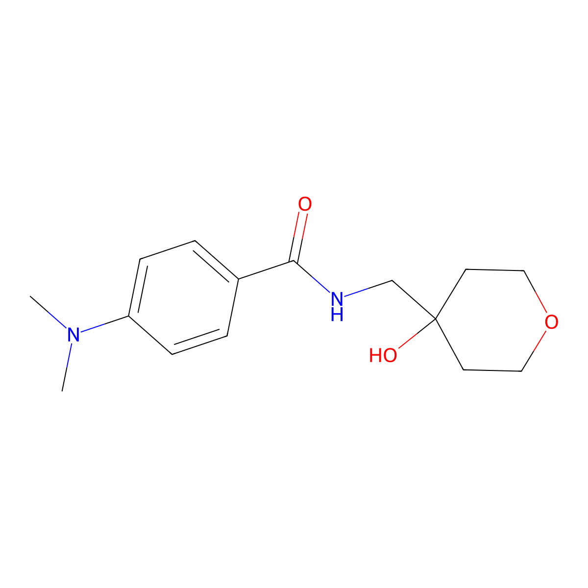 4-(dimethylamino)-N-[(4-hydroxyoxan-4-yl)methyl]benzamide molecular structure, CAS 1351618-90-0
