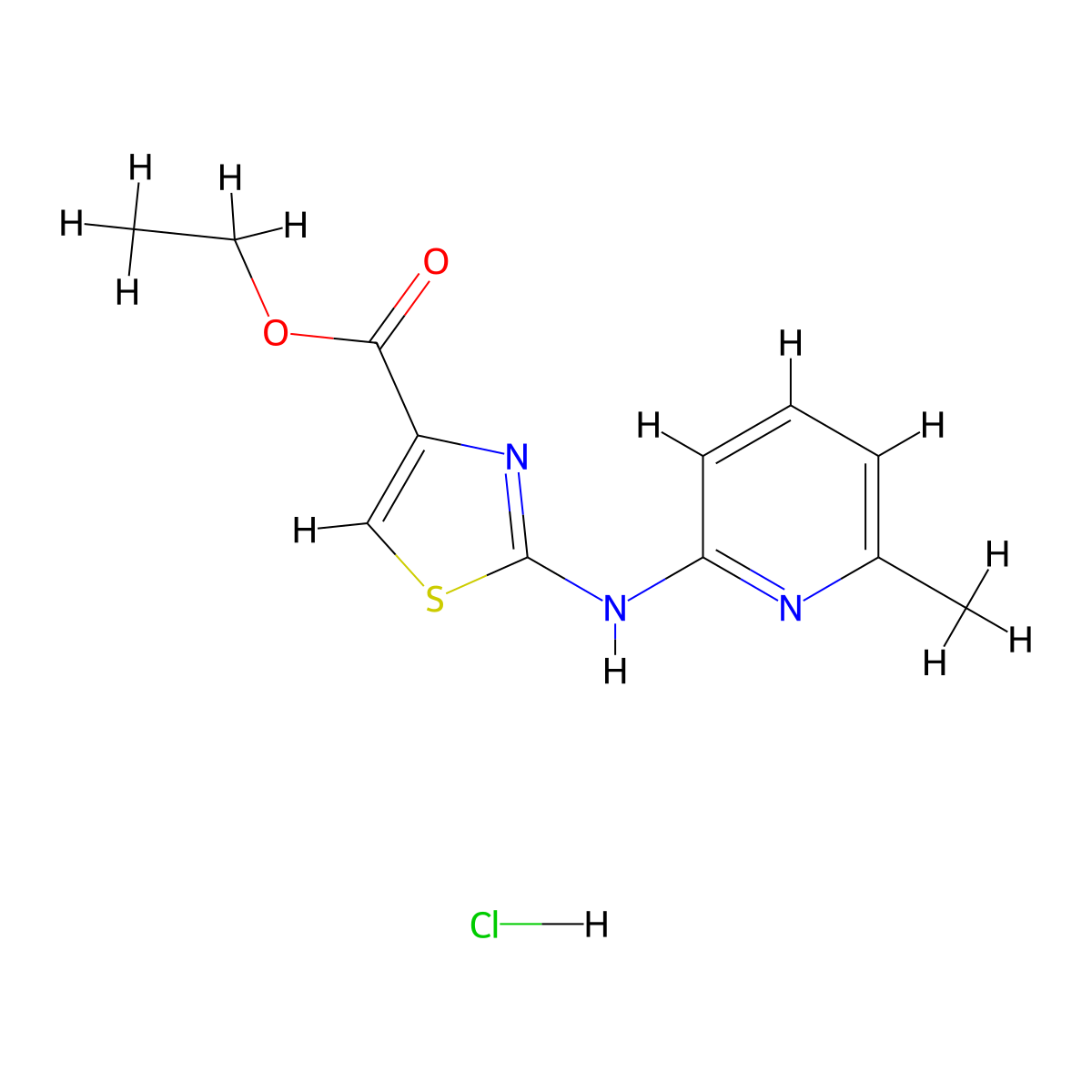 Ethyl 2-((6-methylpyridin-2-yl)amino)thiazole-4-carboxylate hydrochloride molecular structure, CAS 1351618-92-2