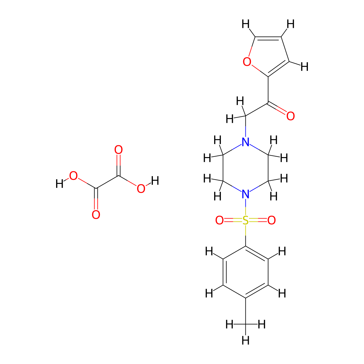 1-(Furan-2-yl)-2-(4-tosylpiperazin-1-yl)ethanone oxalate molecular structure, CAS 1351618-97-7