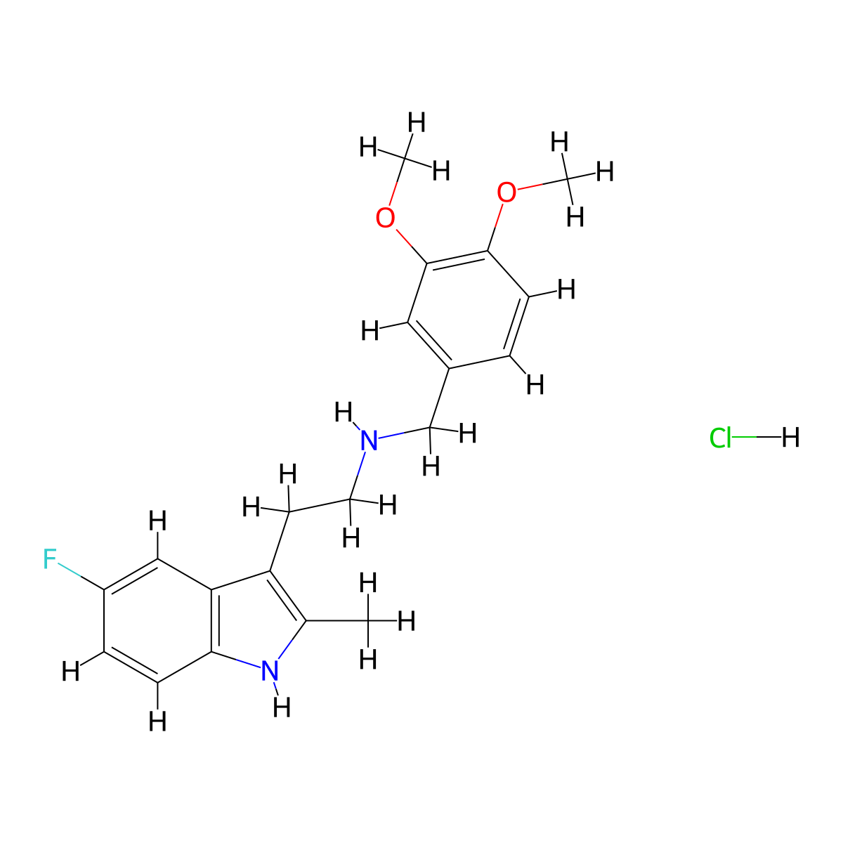 N-(3,4-dimethoxybenzyl)-2-(5-fluoro-2-methyl-1H-indol-3-yl)ethanamine hydrochloride molecular structure, CAS 1351619-04-9