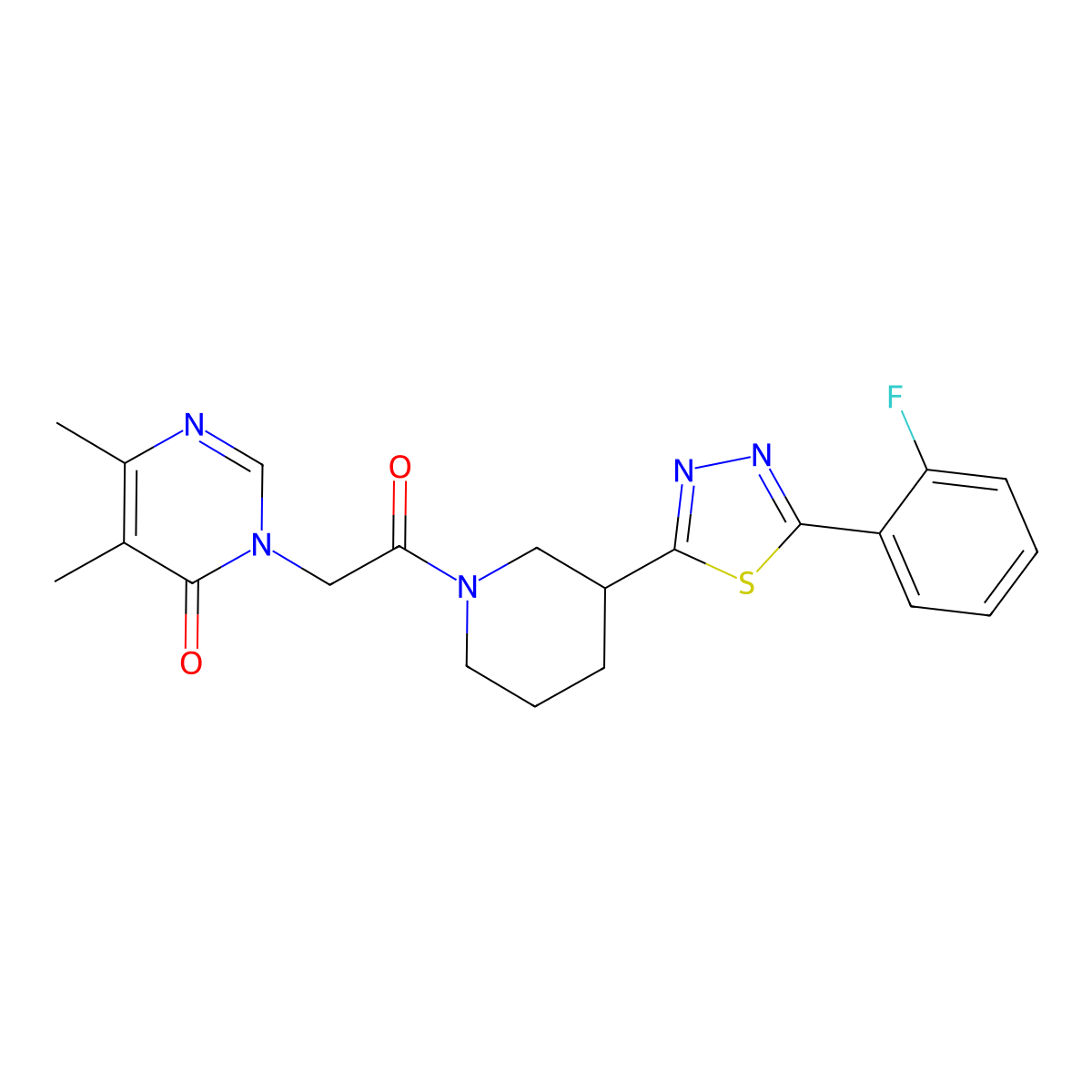 3-(2-(3-(5-(2-fluorophenyl)-1,3,4-thiadiazol-2-yl)piperidin-1-yl)-2-oxoethyl)-5,6-dimethylpyrimidin-4(3H)-one molecular structure, CAS 1351619-06-1